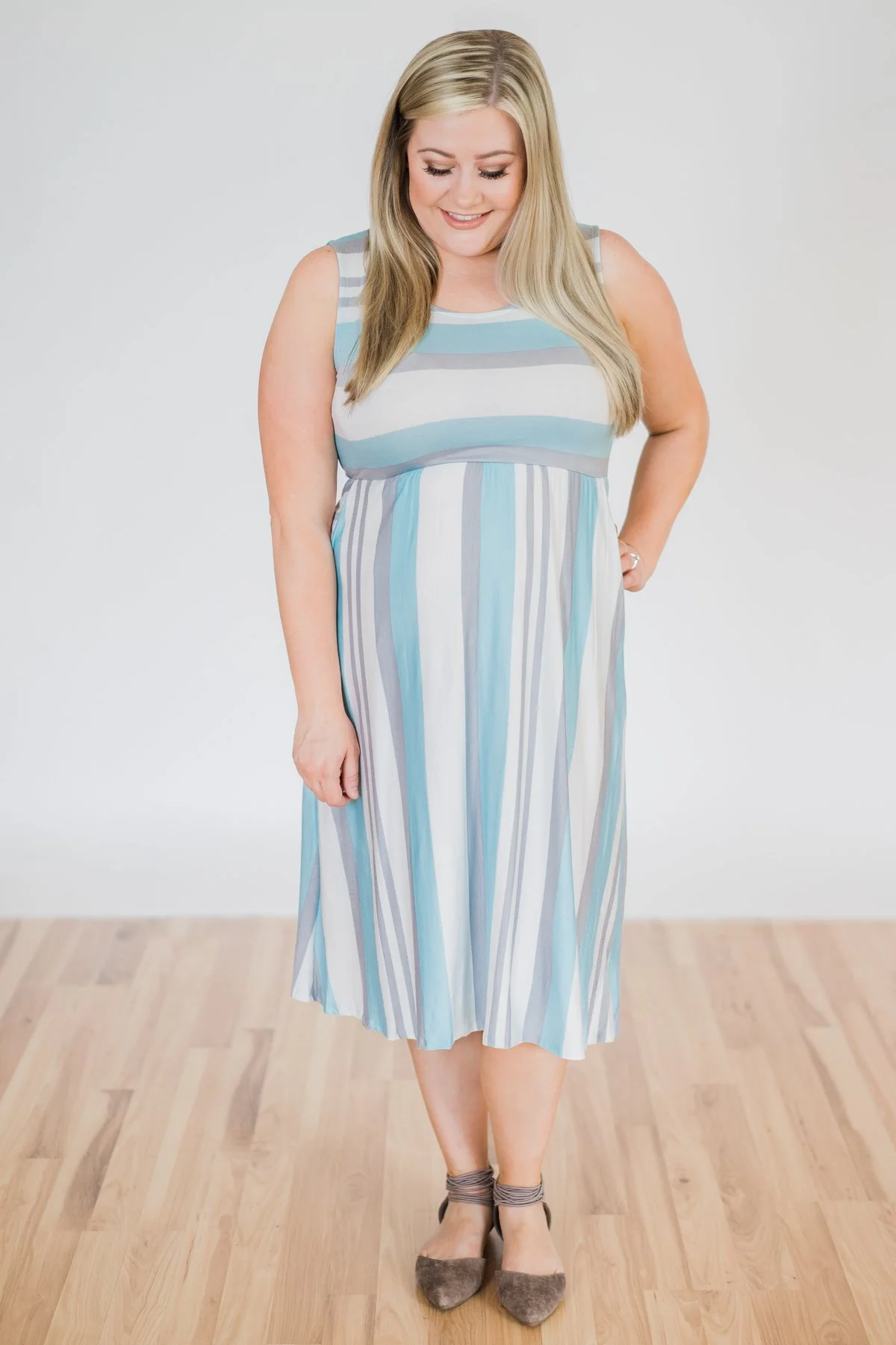 Sweet Life Striped Dress- Light Blue - Image 7