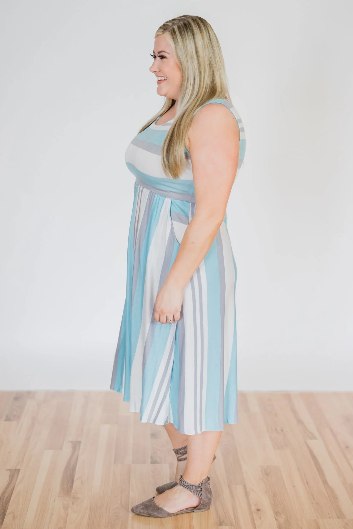 Sweet Life Striped Dress- Light Blue - Image 9