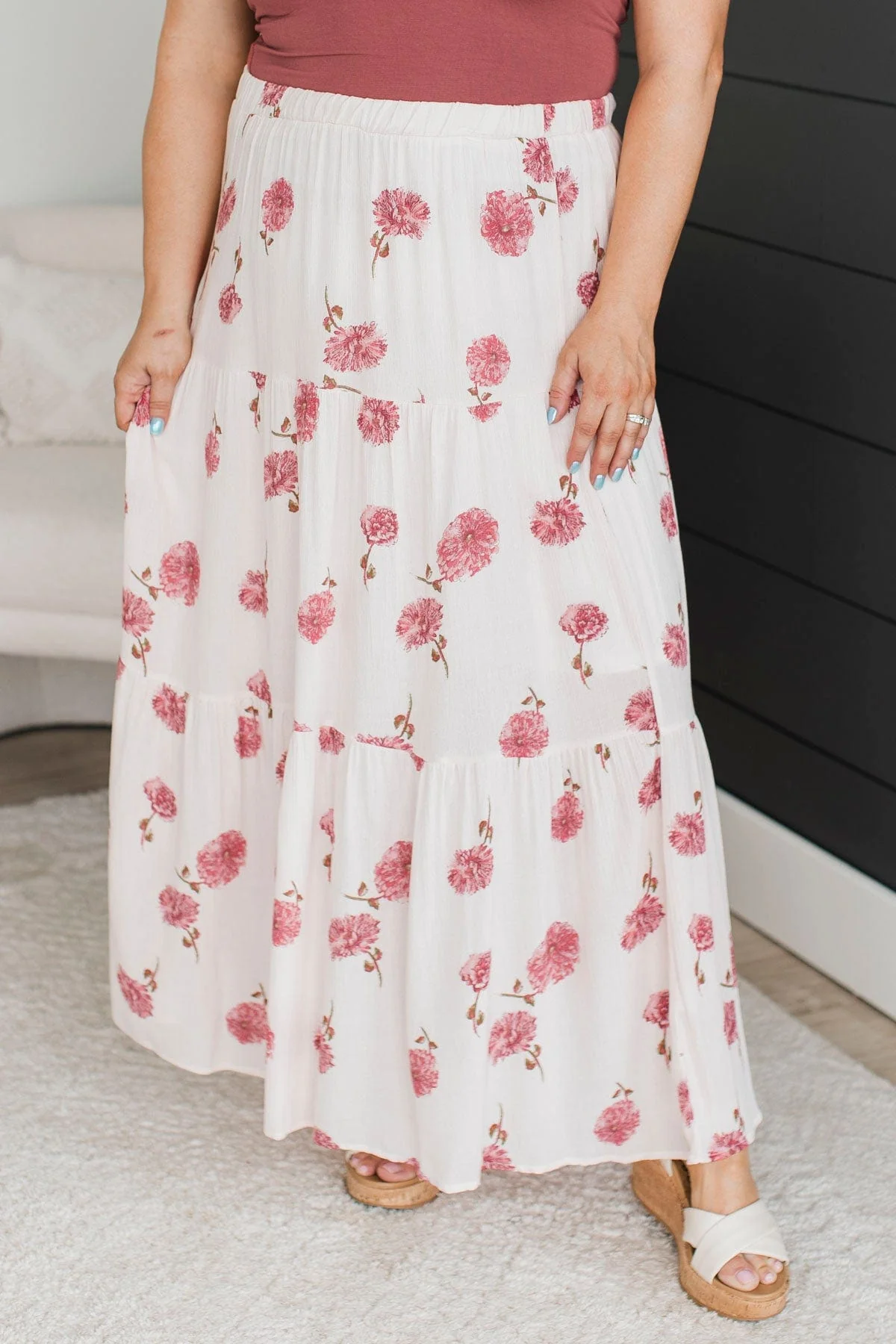Sweet Like Honey Floral Skirt- Blush - Image 4