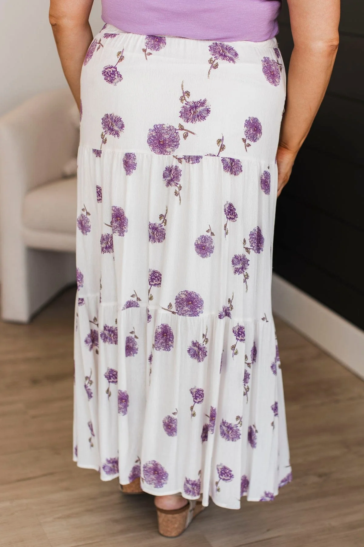 Sweet Like Honey Floral Skirt- Ivory & Lavender - Image 8