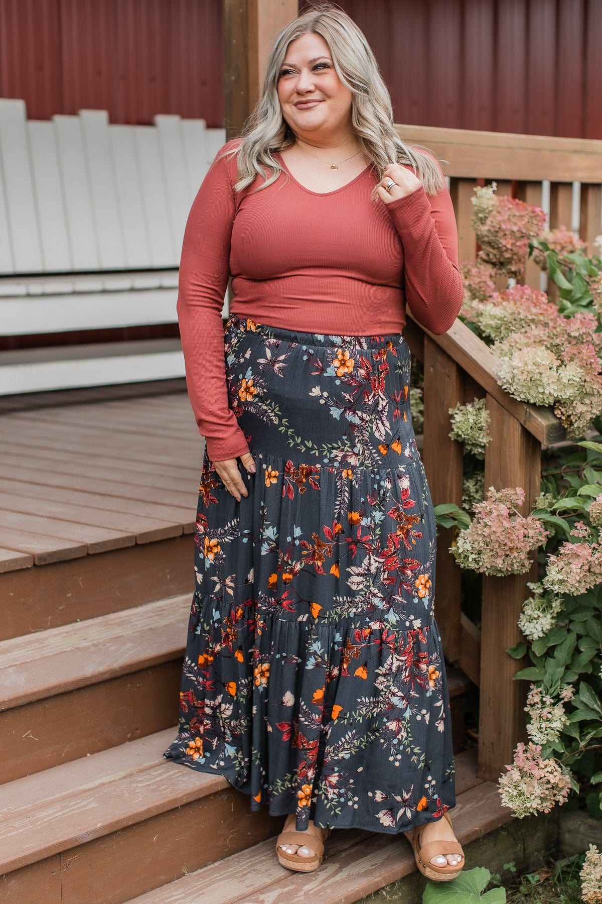 Sweet Like Honey Floral Skirt- Navy - Image 2