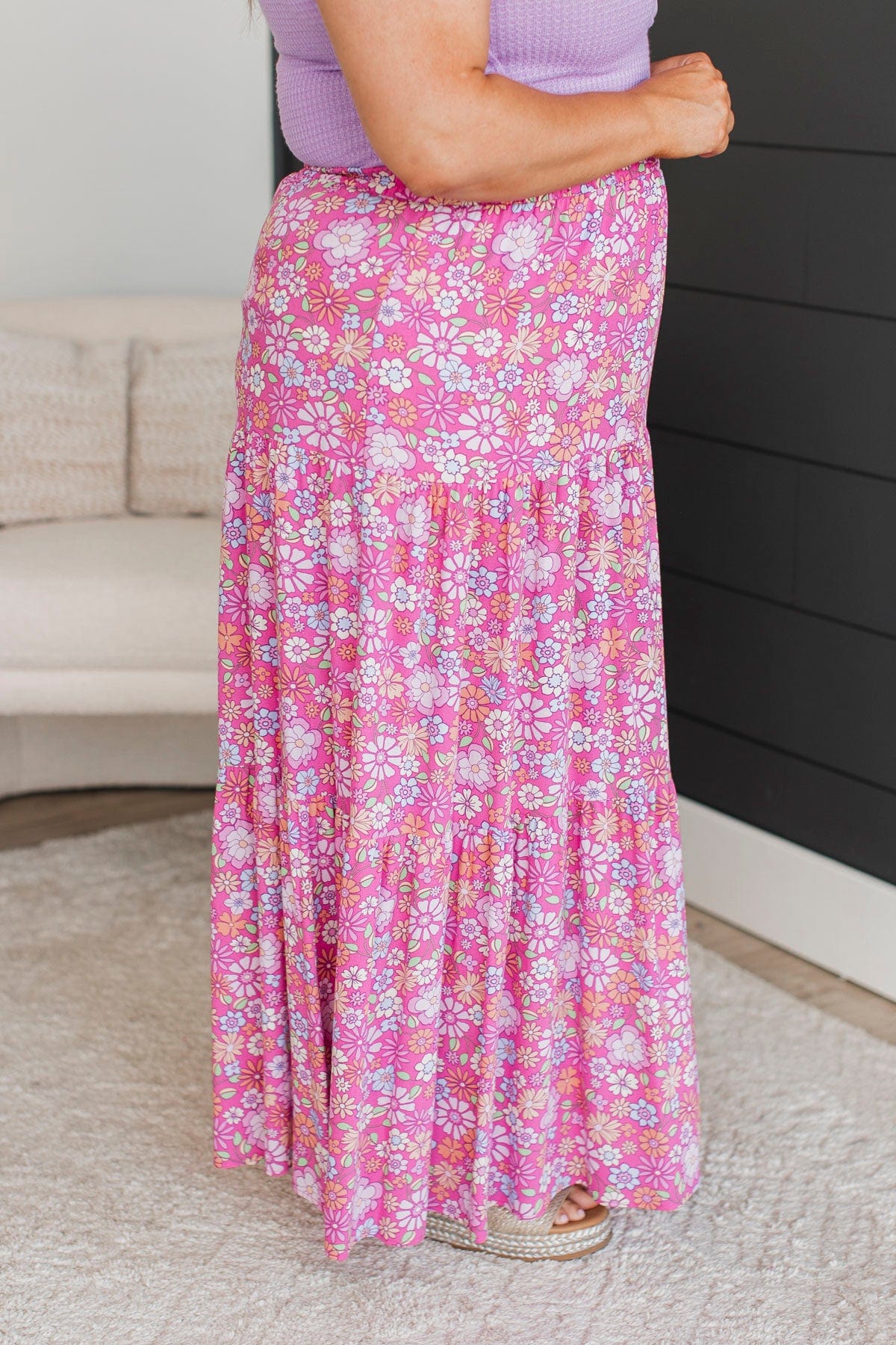 Sweet Like Honey Floral Skirt- Pink - Image 6