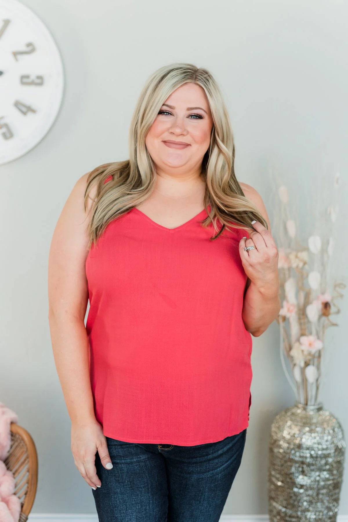 Sweet Like You V-Neck Tank- Punch Pink - Image 5