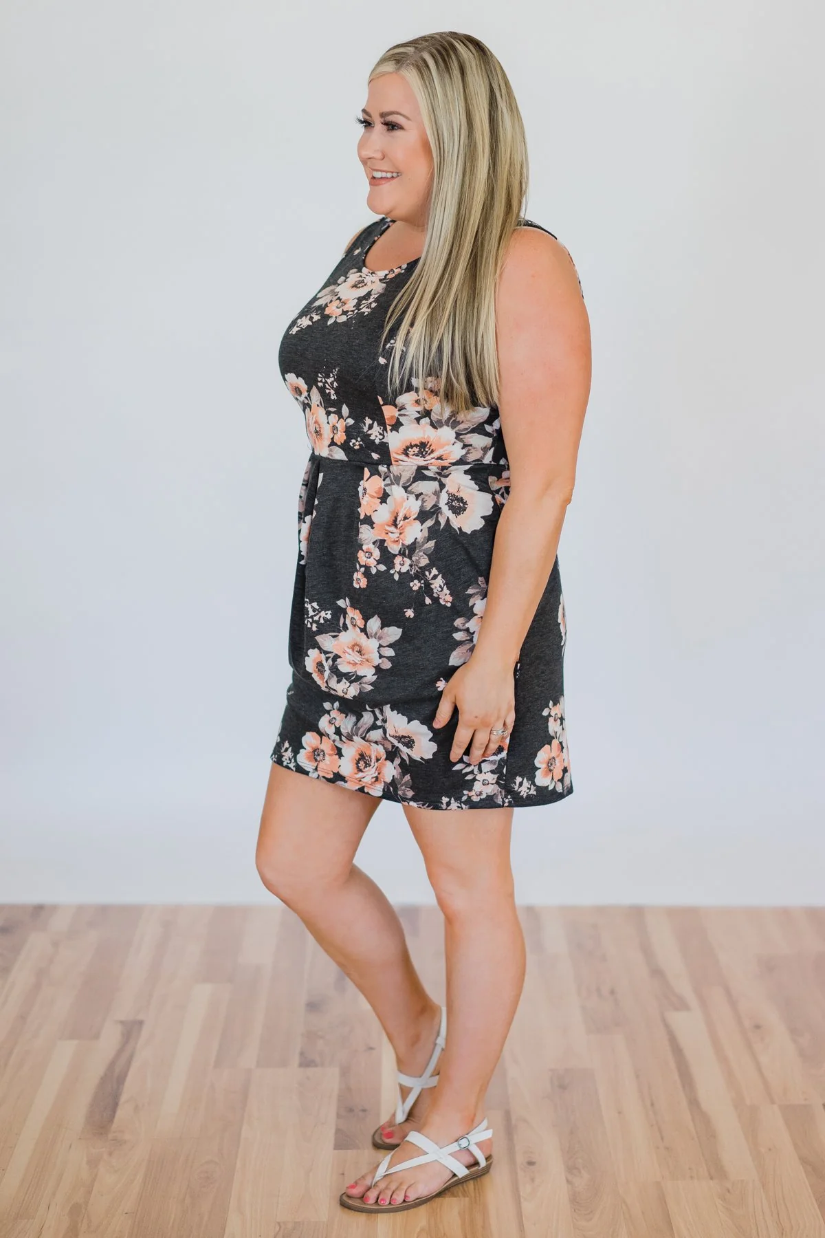 Sweet Lovin' Floral Dress- Charcoal - Image 6