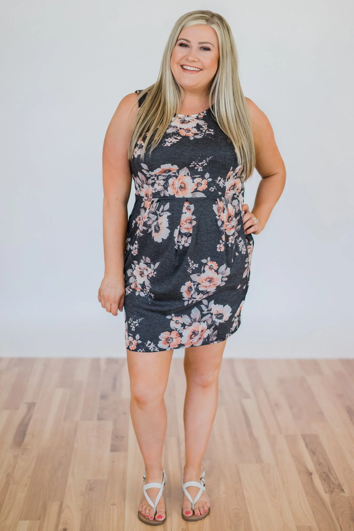 Sweet Lovin' Floral Dress- Navy - Image 4
