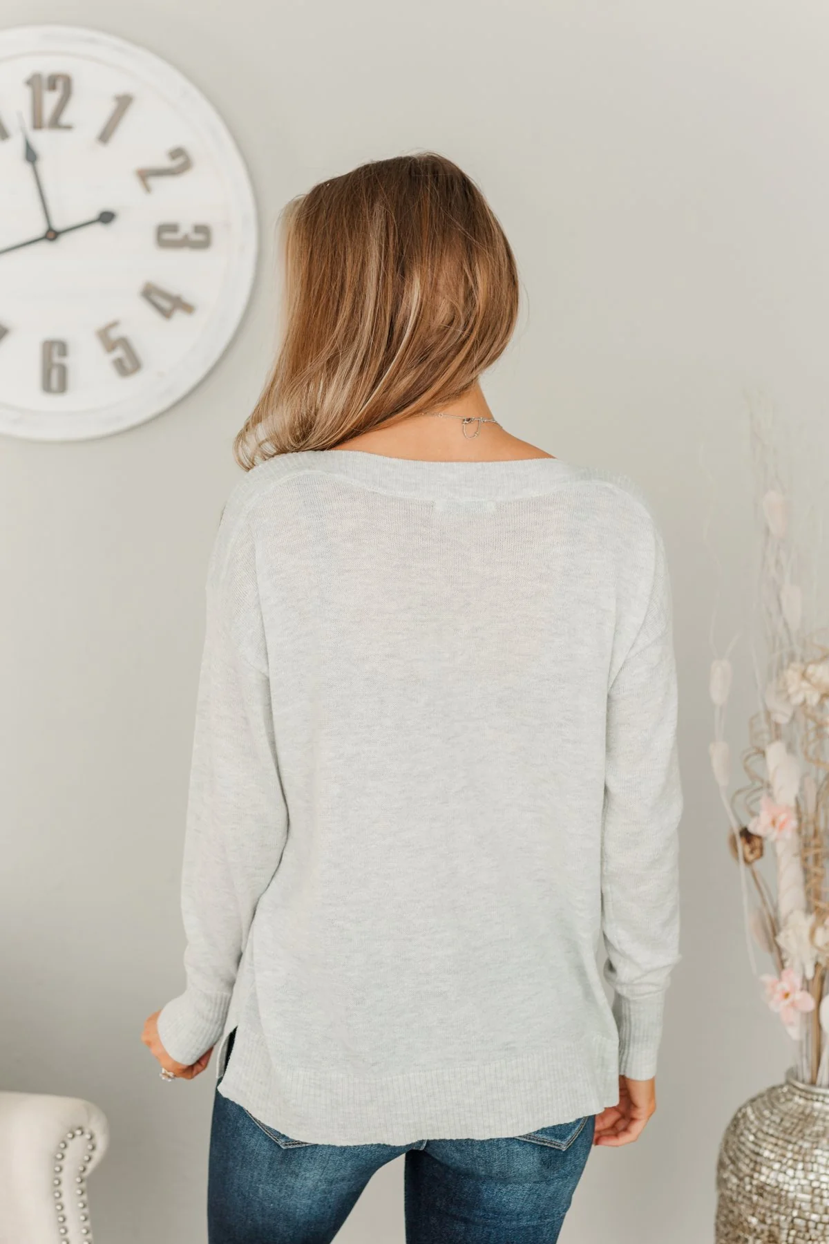 Sweet Melodies Knit Sweater- Light Grey - Image 8
