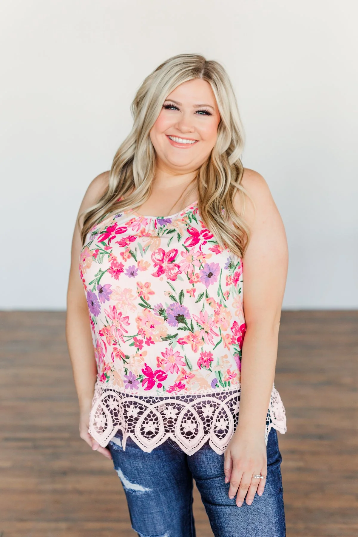 Sweet Memories Floral Tank Top- Blush - Image 6