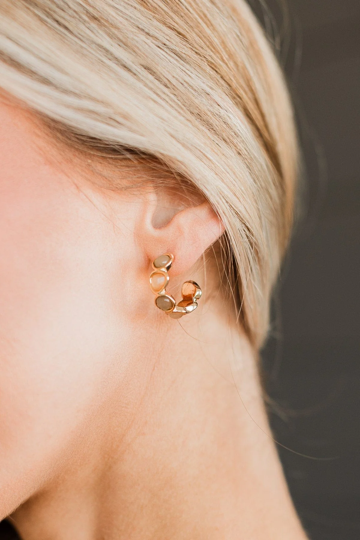 Sweet Moments C-Hoop Earrings- Gold - Image 2