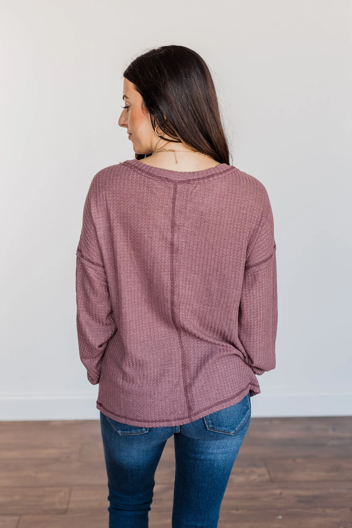 Sweet Nothings Waffle Knit Top- Mauve Purple - Image 11