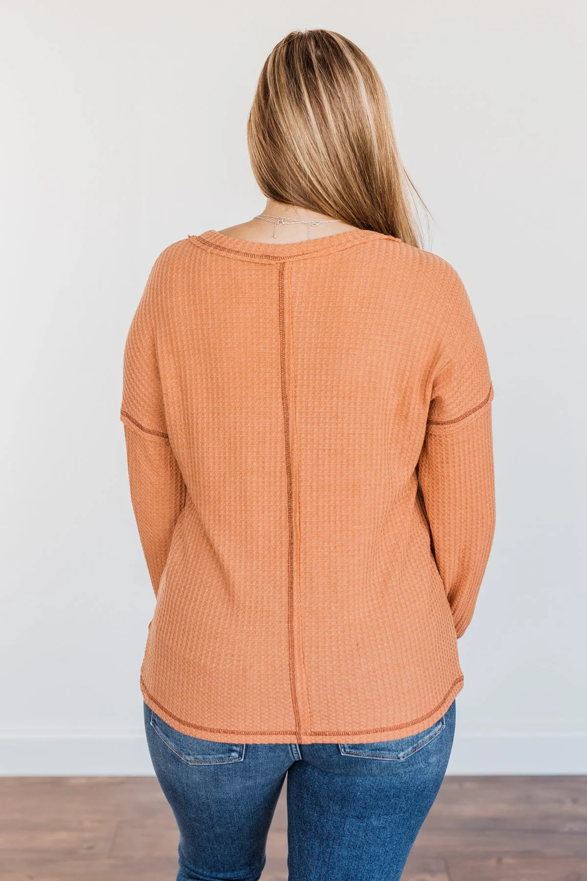 Sweet Nothings Waffle Knit Top- Light Rust - Image 10