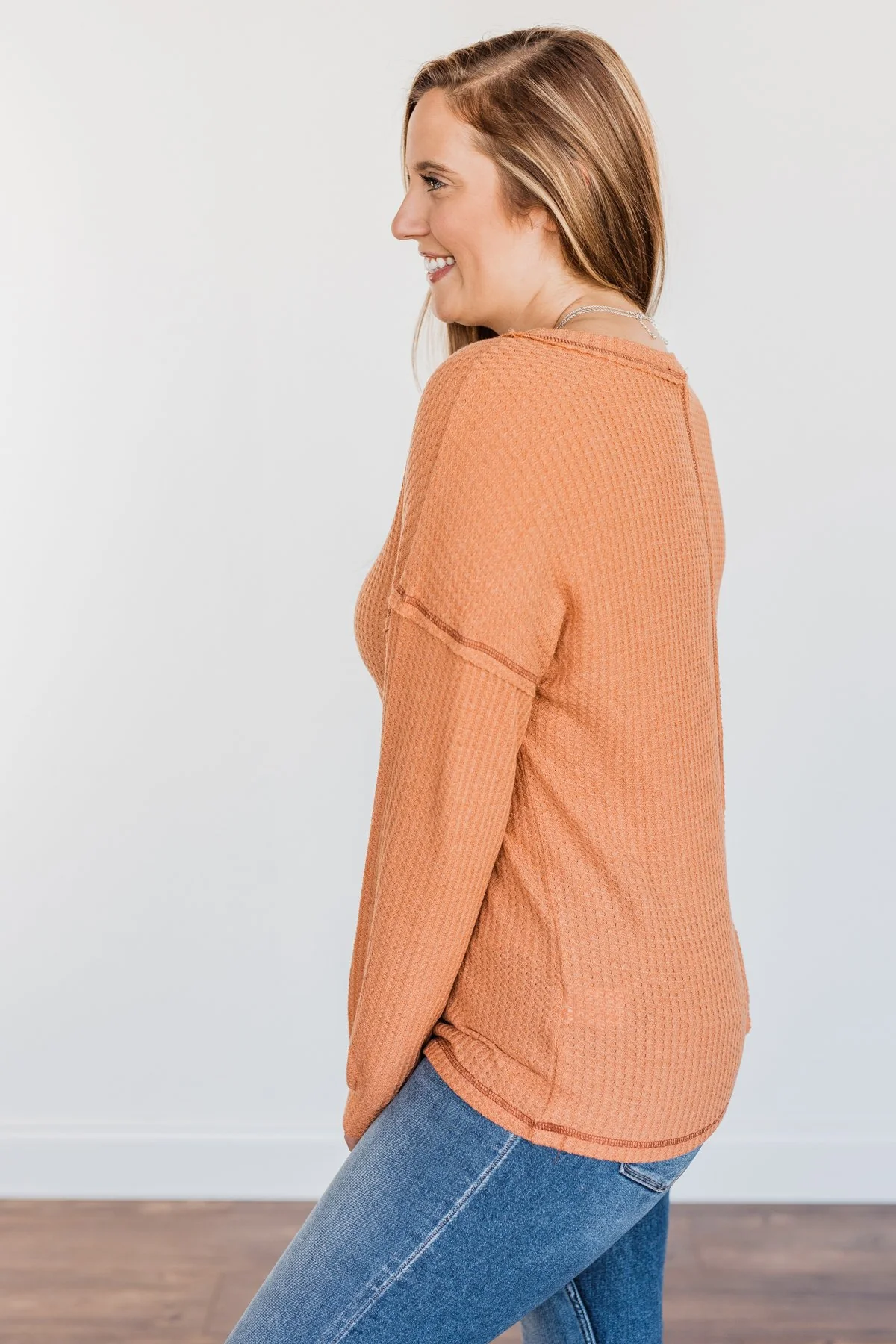 Sweet Nothings Waffle Knit Top- Light Rust - Image 8