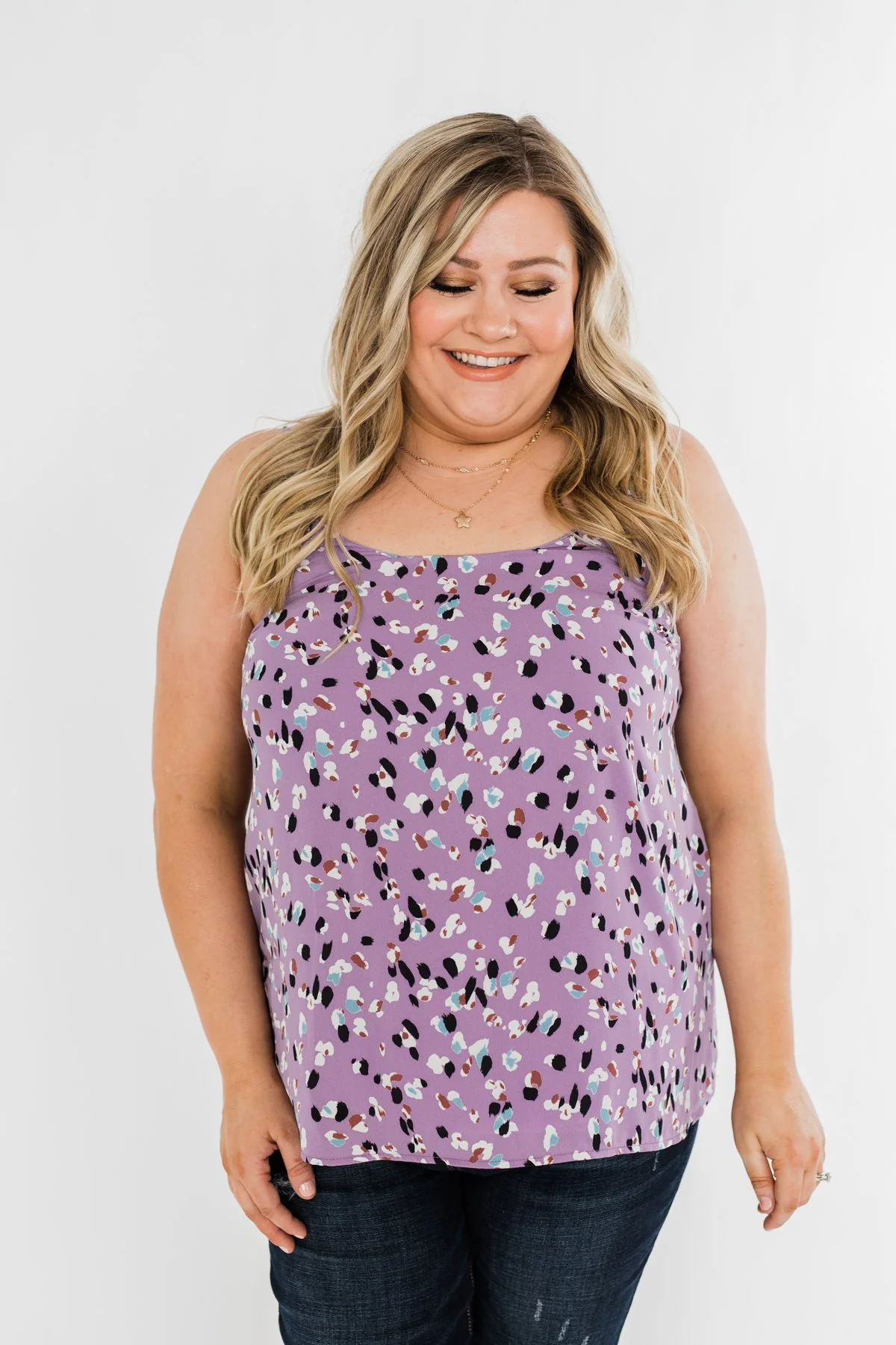 Sweet On You Printed Tank Top- Purple - Image 8