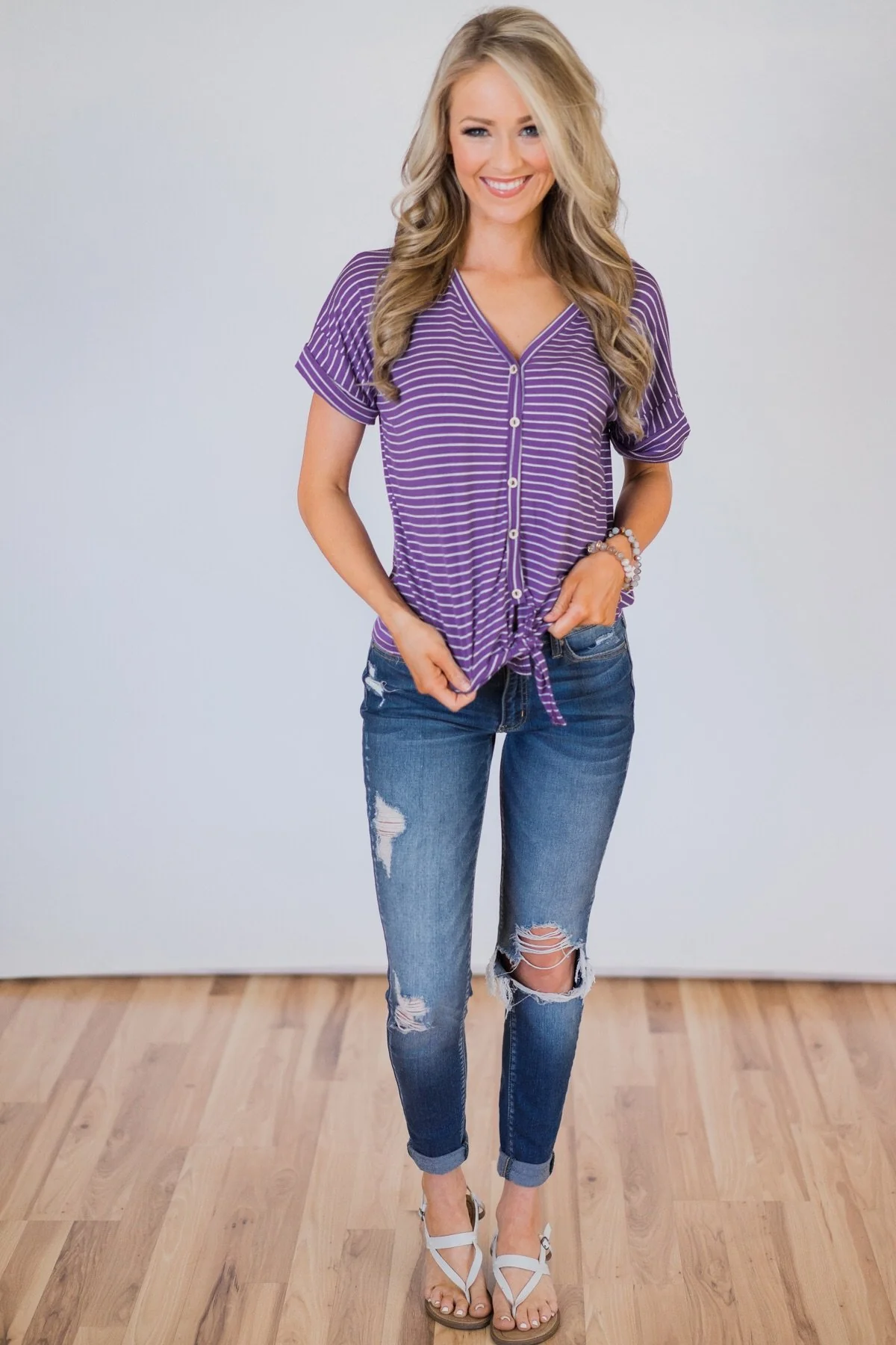Sweet On You Striped Top- Violet - Image 2