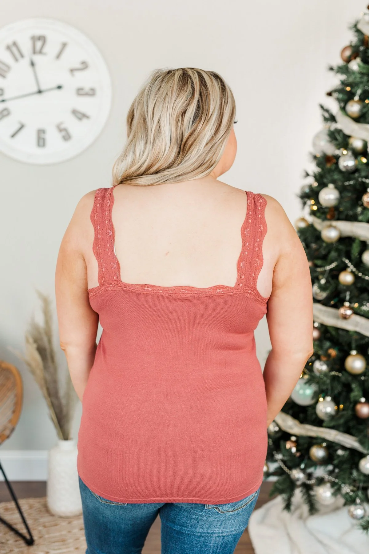 Sweet & Simple Lace Trimmed Tank Top- Marsala - Image 9