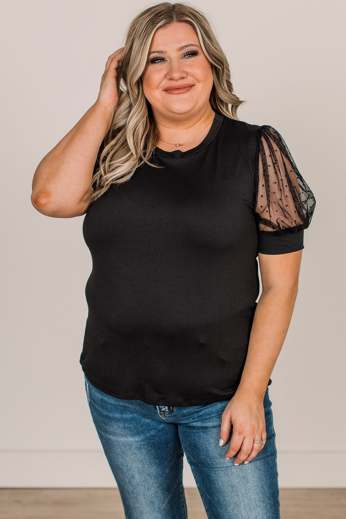 Sweet Success Puff Sleeve Top- Black - Image 4