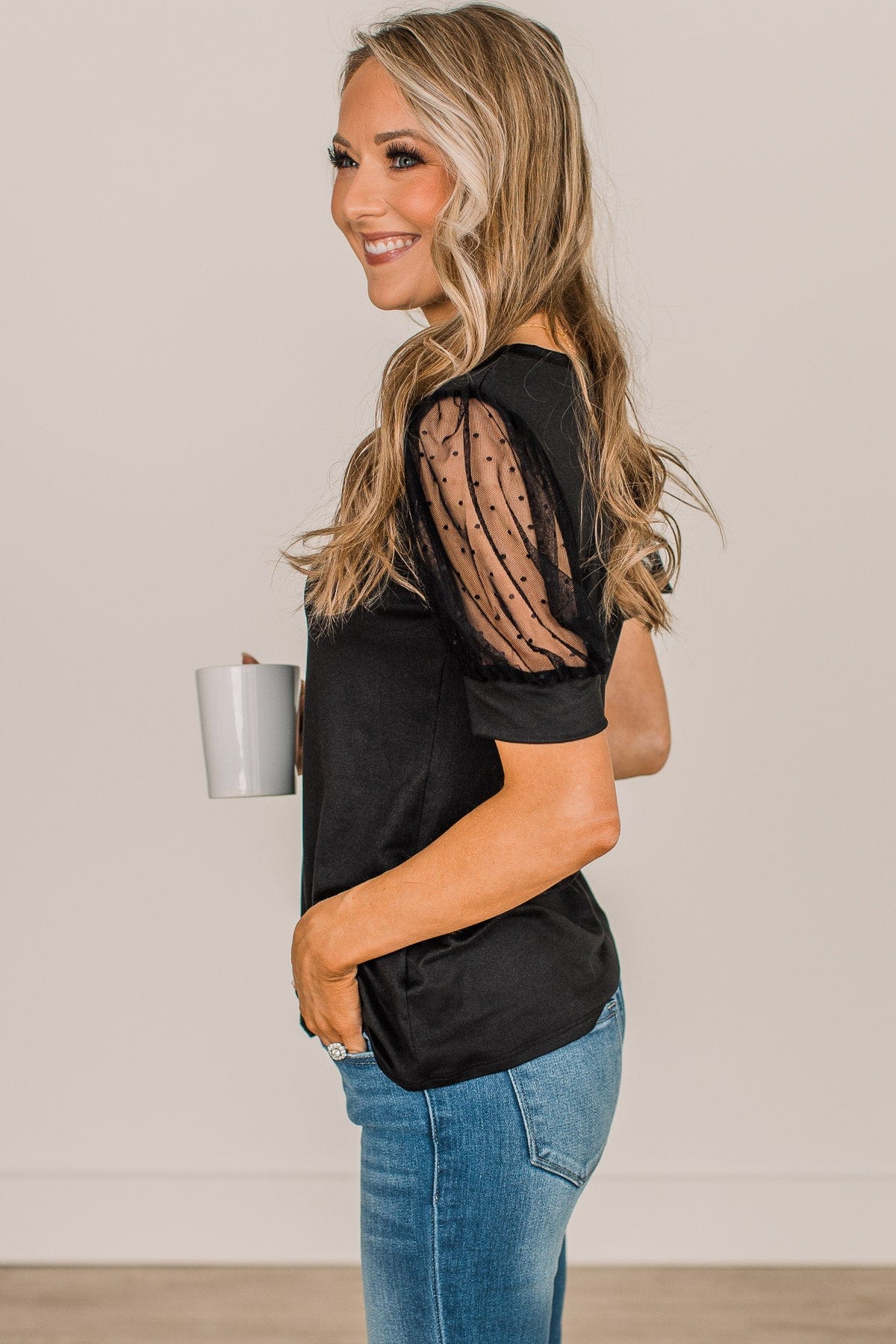 Sweet Success Puff Sleeve Top- Black - Image 7