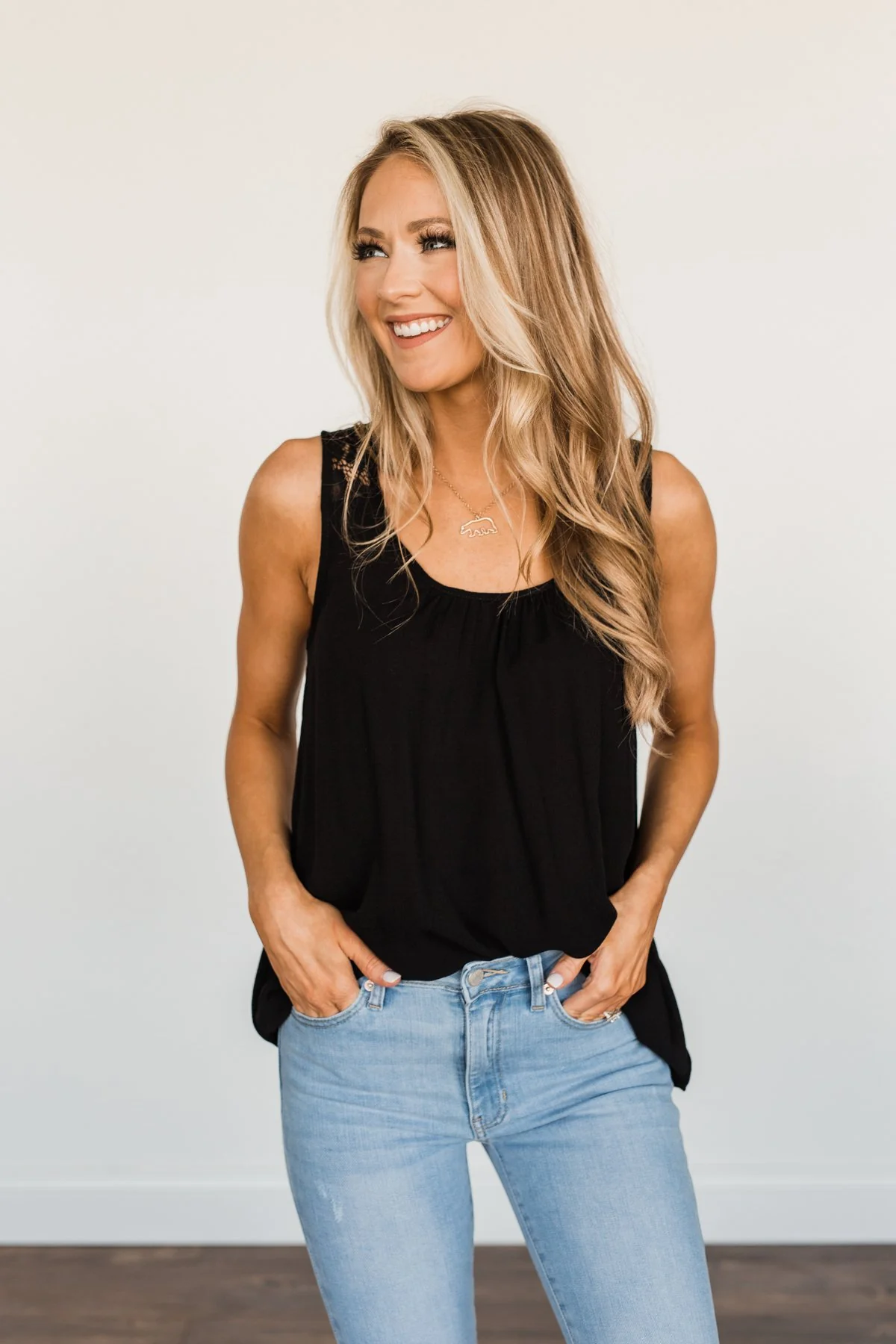 Sweet Summer Nights Lace Tank Top- Black - Image 5