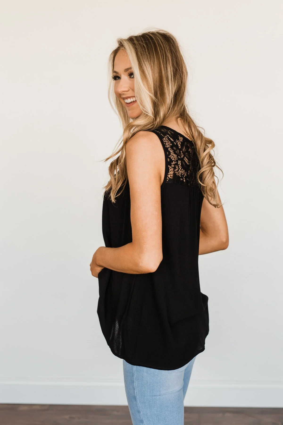 Sweet Summer Nights Lace Tank Top- Black - Image 7