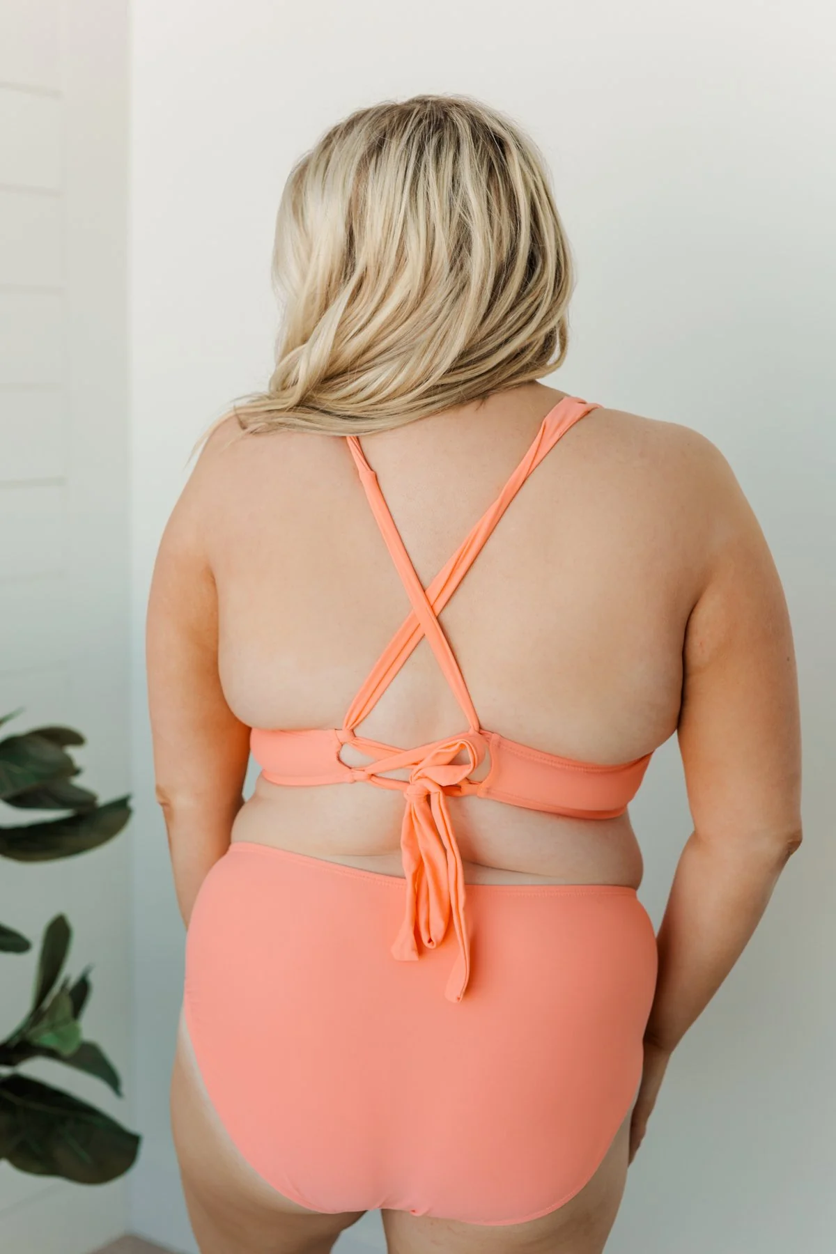 Sweet Sunshine Criss-Cross Bikini Top- Coral - Image 19