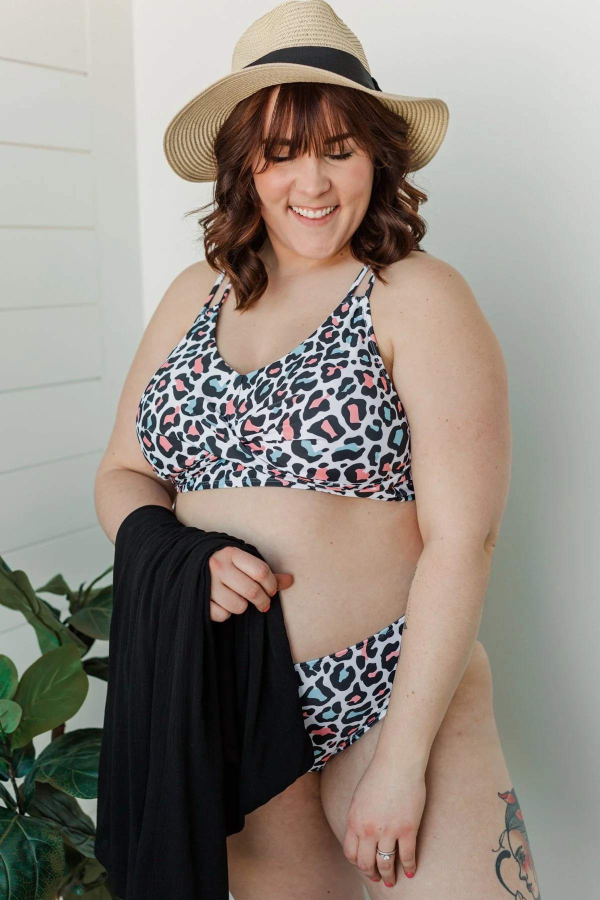 Sweet Sunshine Criss-Cross Bikini Top- Multi-Color Leopard - Image 6