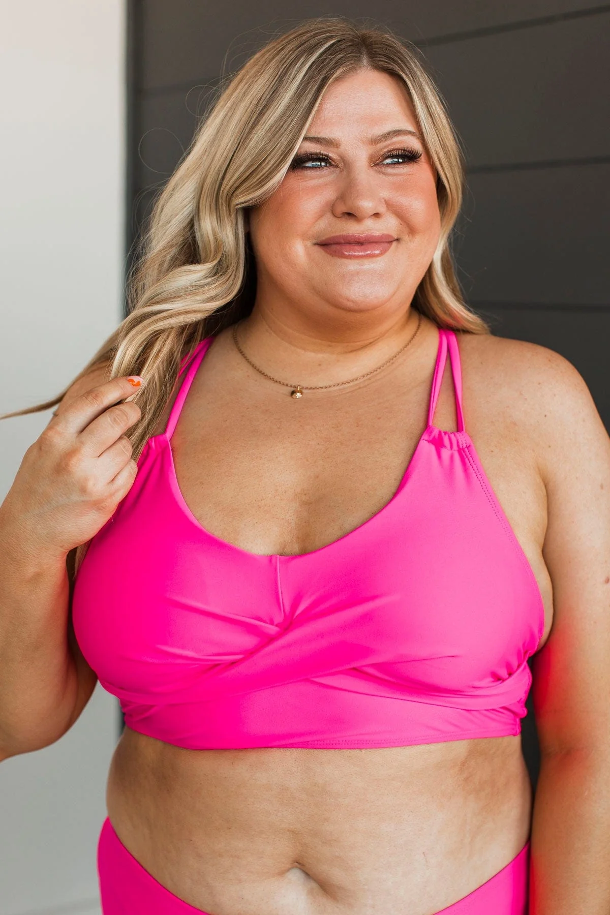 Sweet Sunshine Criss-Cross Bikini Top- Pink - Image 4