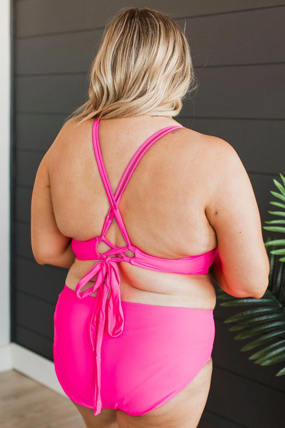 Sweet Sunshine Criss-Cross Bikini Top- Pink - Image 9