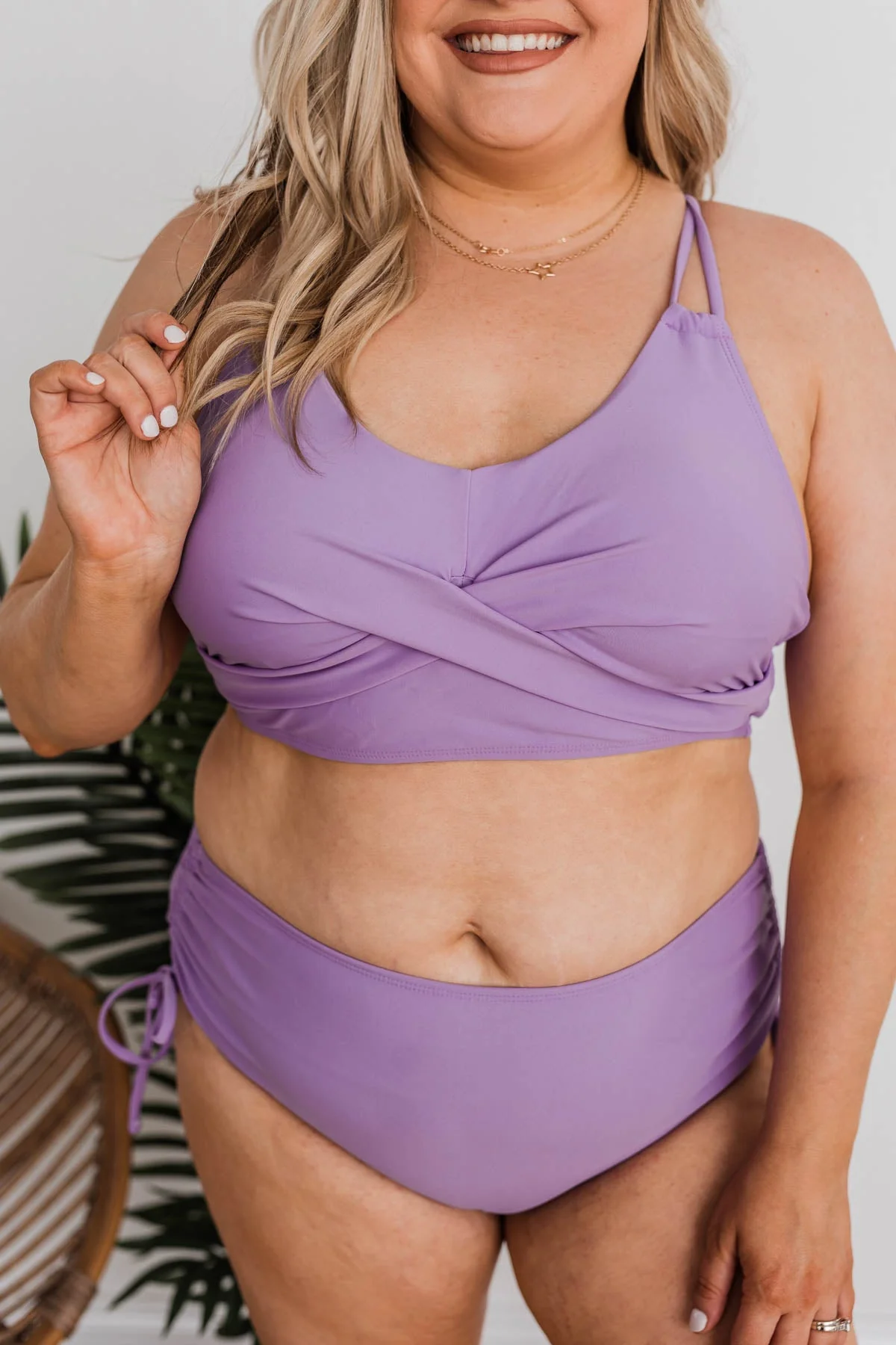 Sweet Sunshine Criss-Cross Bikini Top- Purple - Image 3