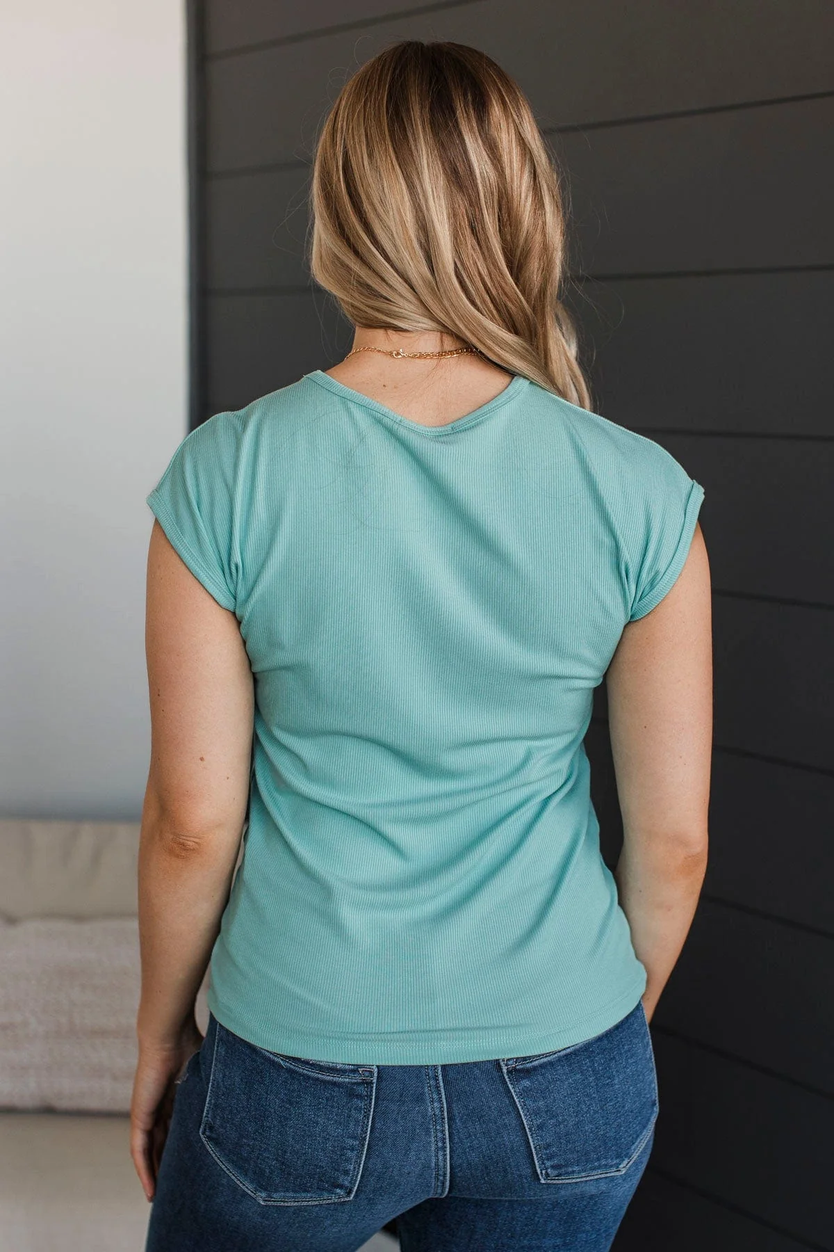 Sweet Surprise Ribbed Top- Mint Blue - Image 7