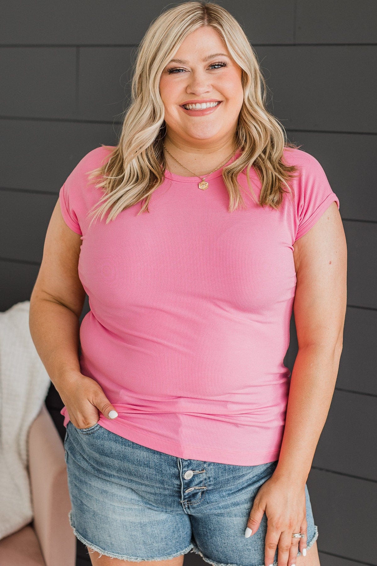 Sweet Surprise Ribbed Top- Pink - Image 2