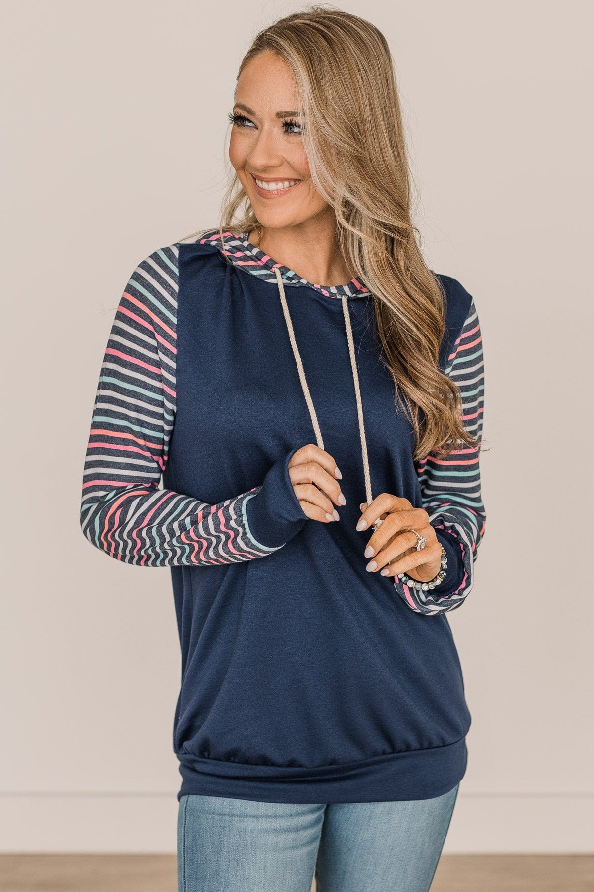 Sweet Surprises Lightweight Hoodie- Navy - Image 4