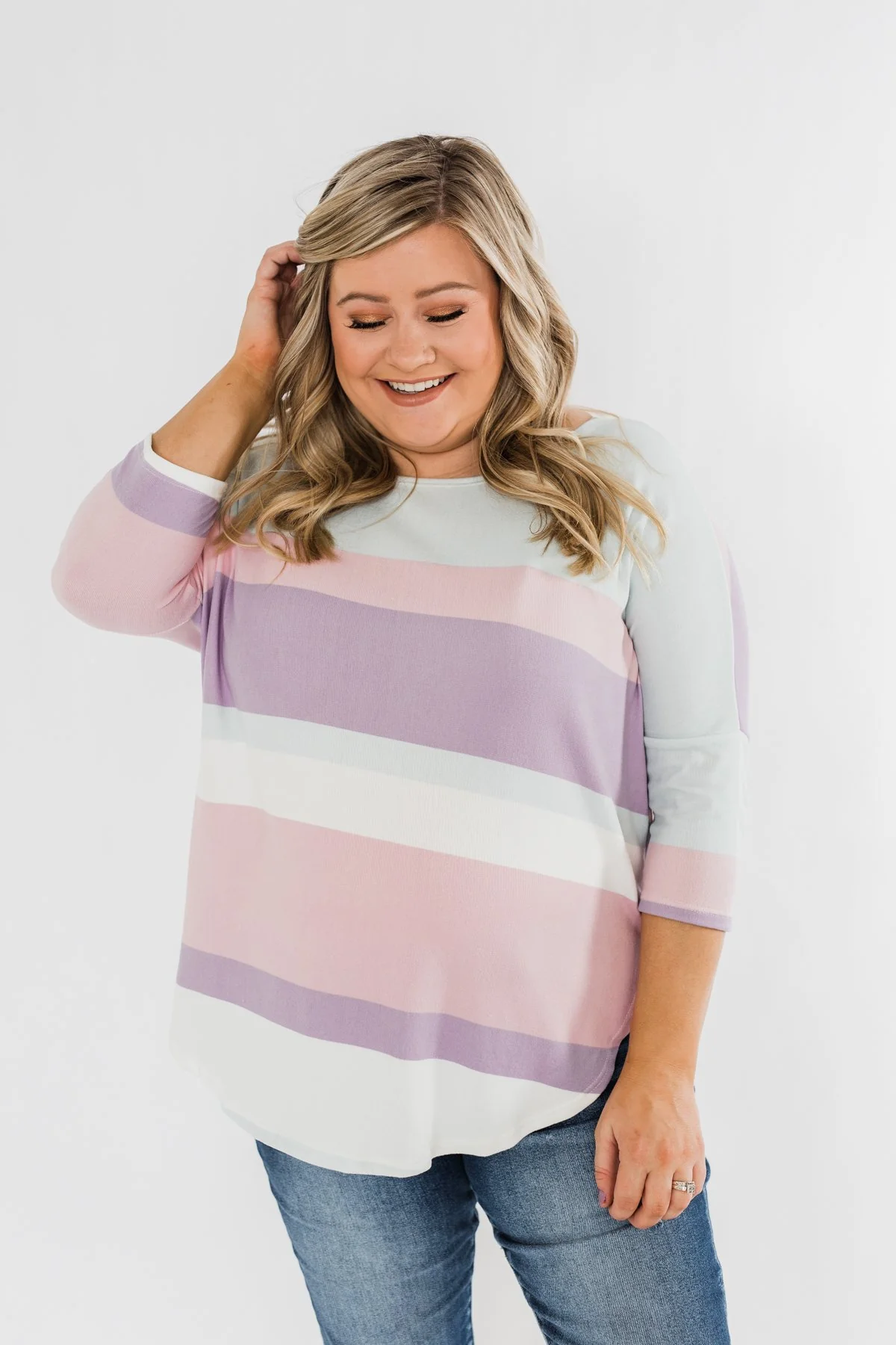 Sweet Thing Striped Dolman Top- Pastels - Image 7