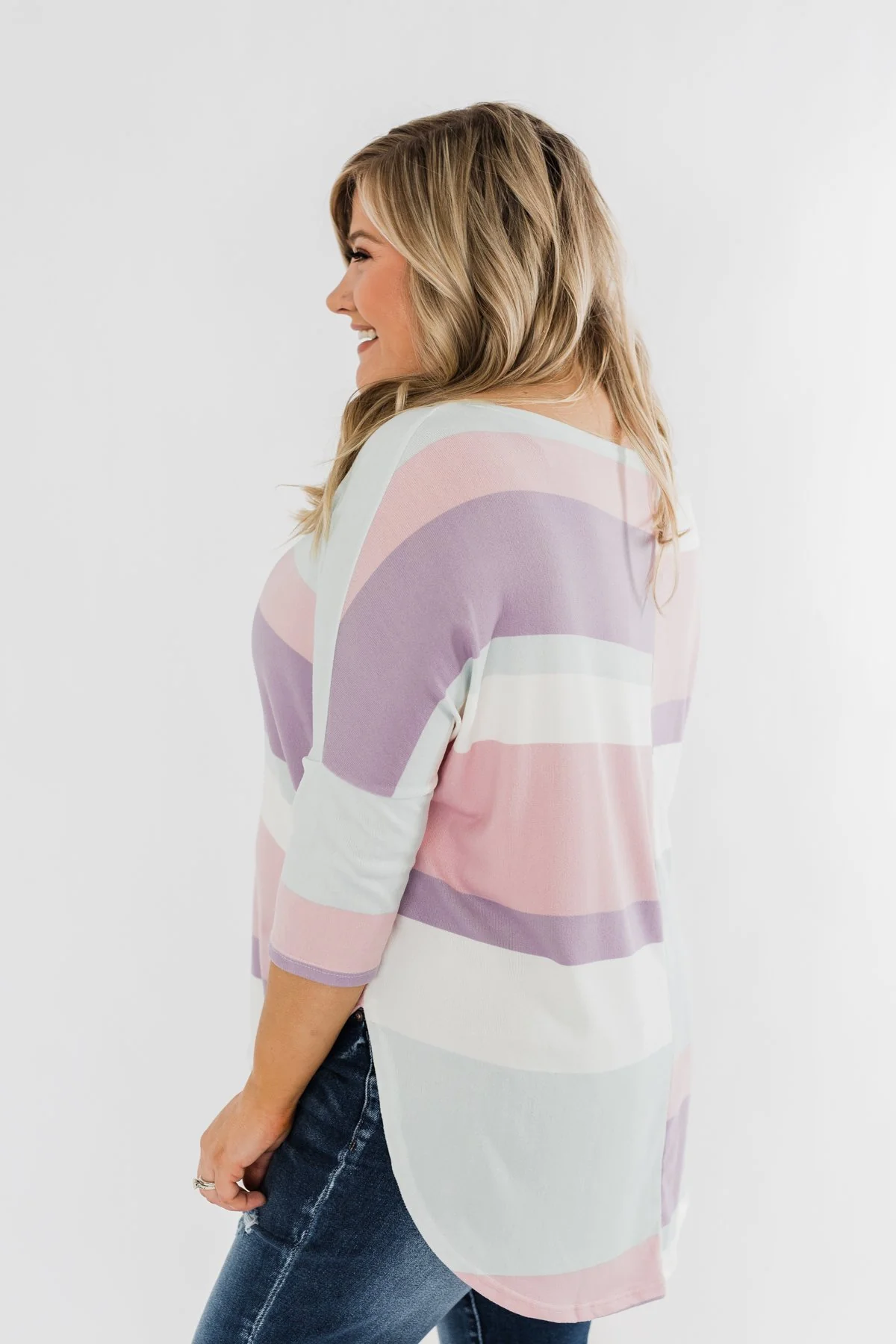 Sweet Thing Striped Dolman Top- Pastels - Image 9