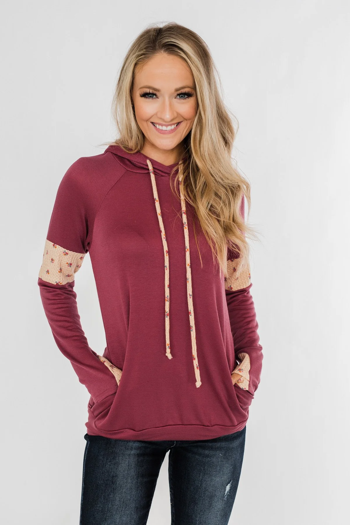 Sweet To Me Drawstring Hoodie- Berry - Image 2