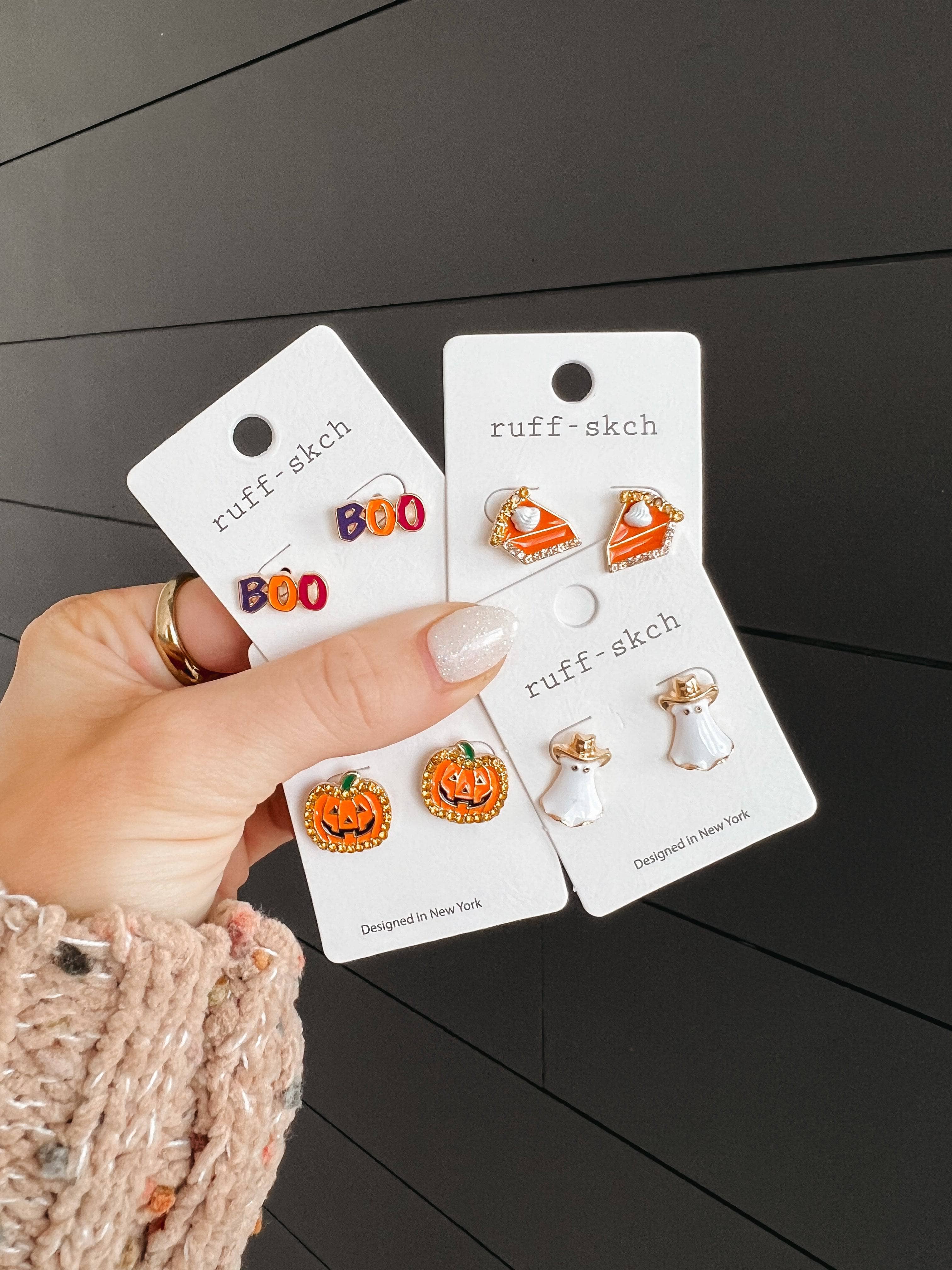 Sweeter Than Pumpkin Pie Stud Earrings- Orange & Gold - Image 2
