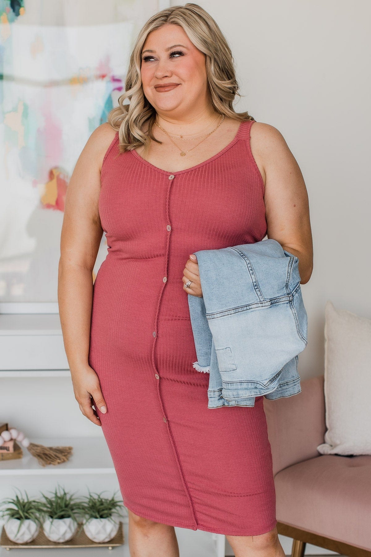Sweeter With Time Ribbed Knit Dress- Mauve - Image 4