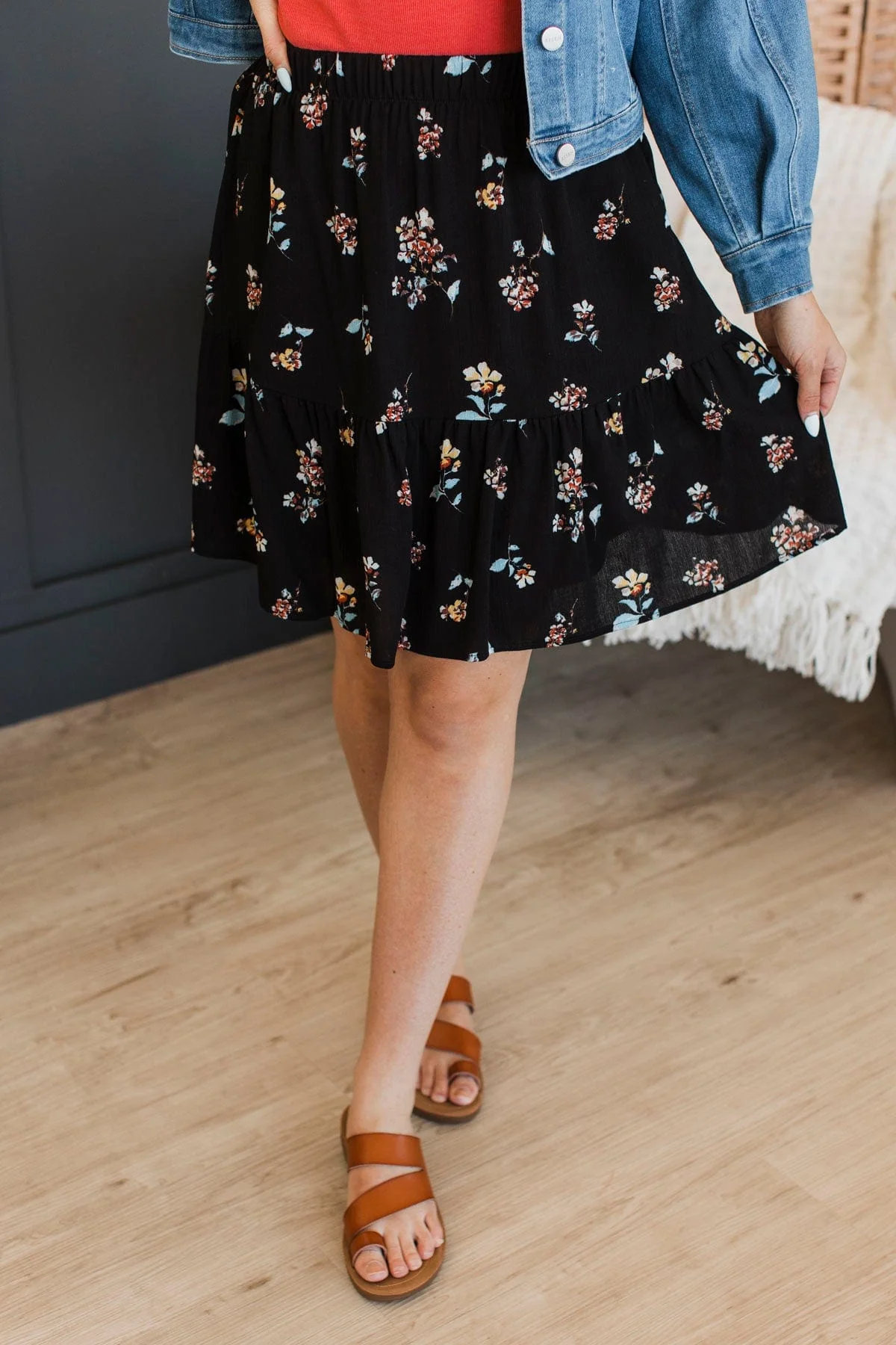 Sweetest Gesture Floral Skirt- Black - Image 4