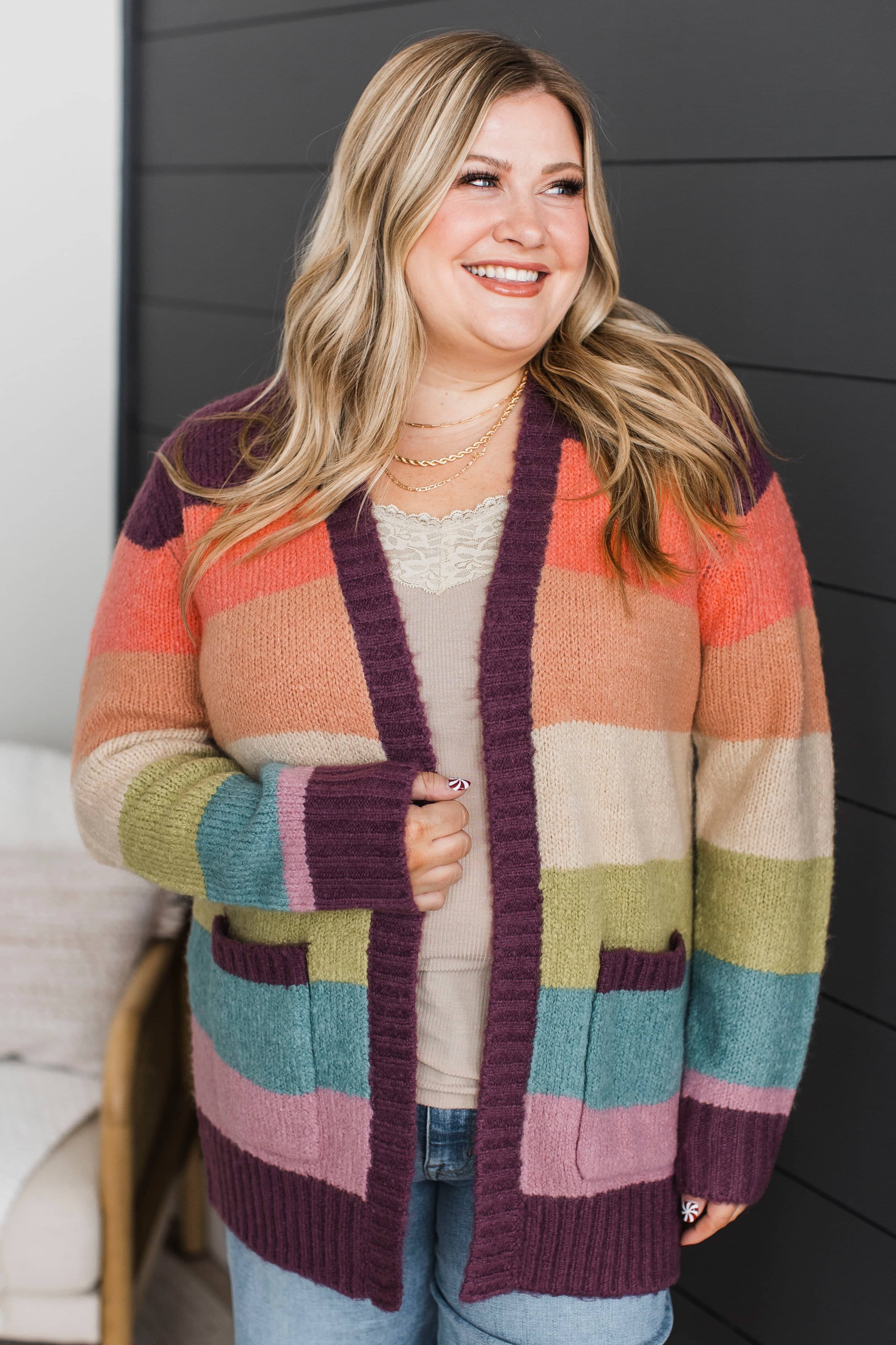 Sweetest Memories Striped Knit Cardigan- Multi-Color - Image 4