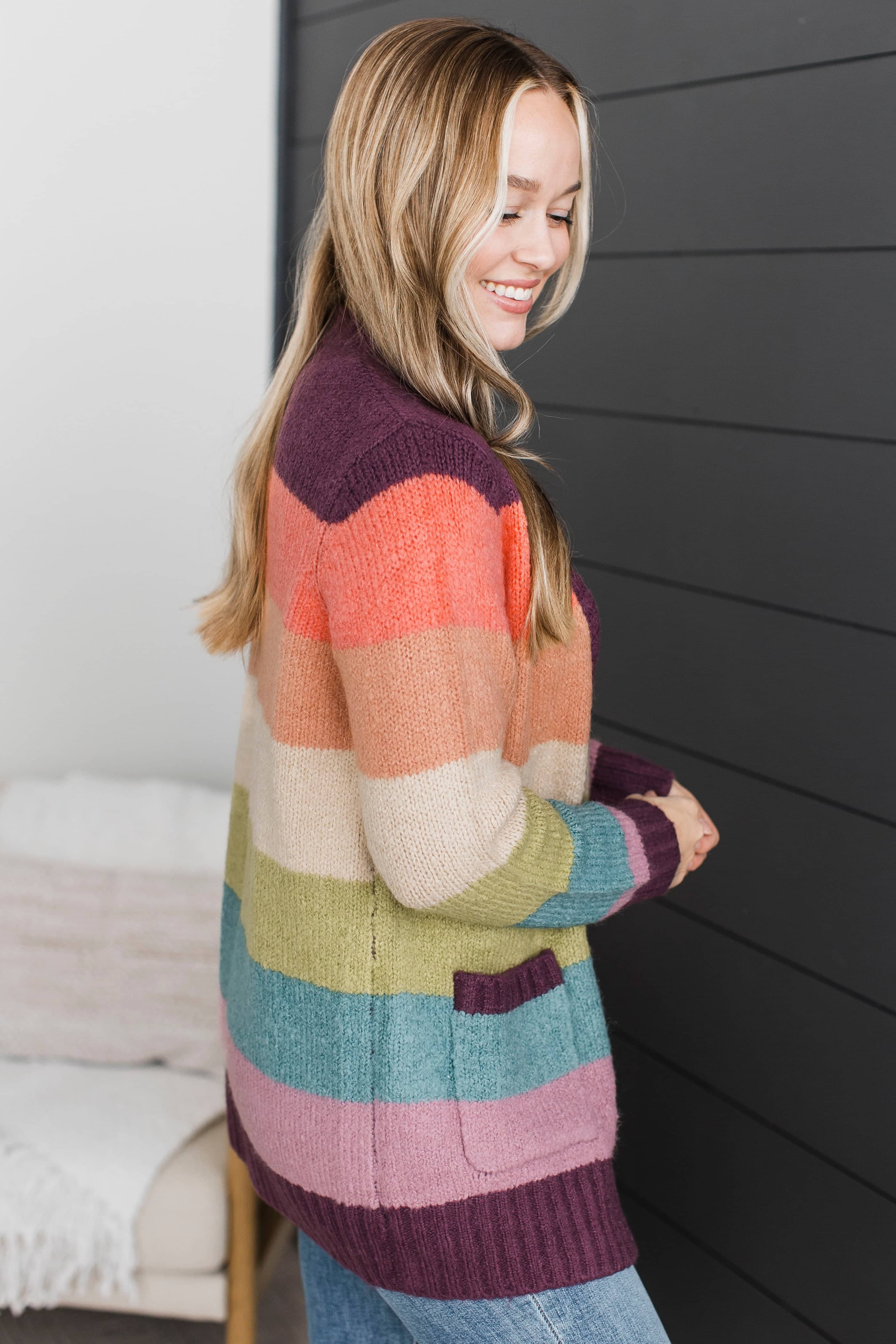 Sweetest Memories Striped Knit Cardigan- Multi-Color - Image 5