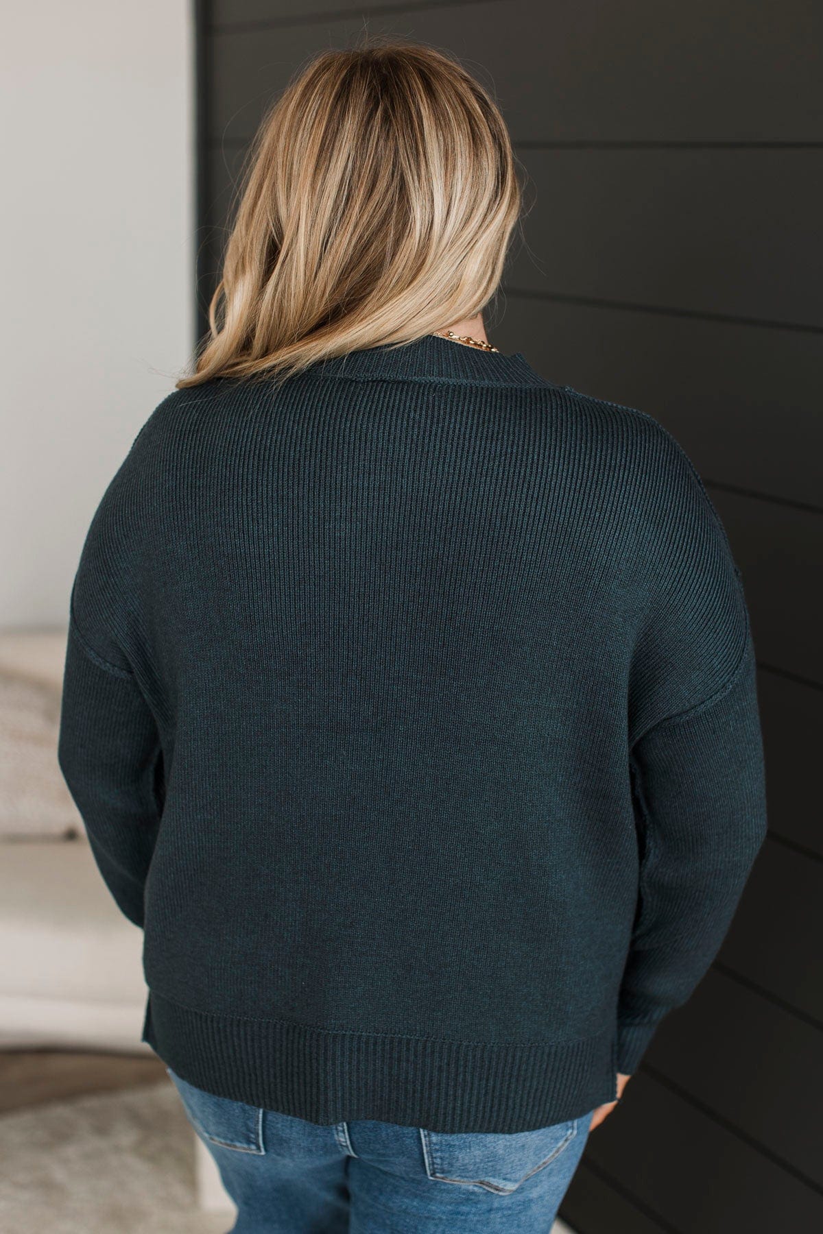 Sweetest Smiles Knit Sweater- Dark Teal - Image 7