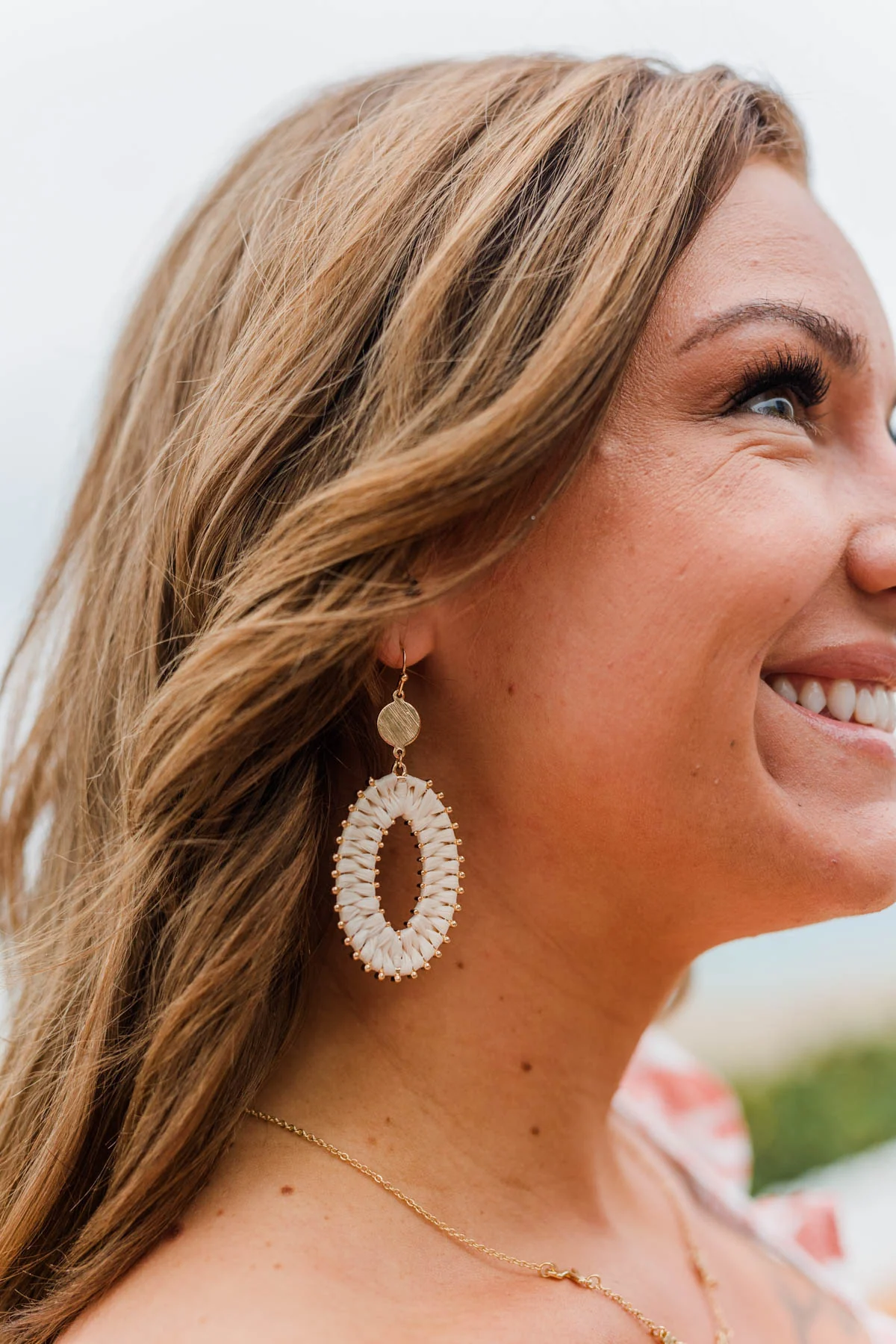 Sweetest Sunsets Gold Woven Dangle Earrings- Ivory - Image 3