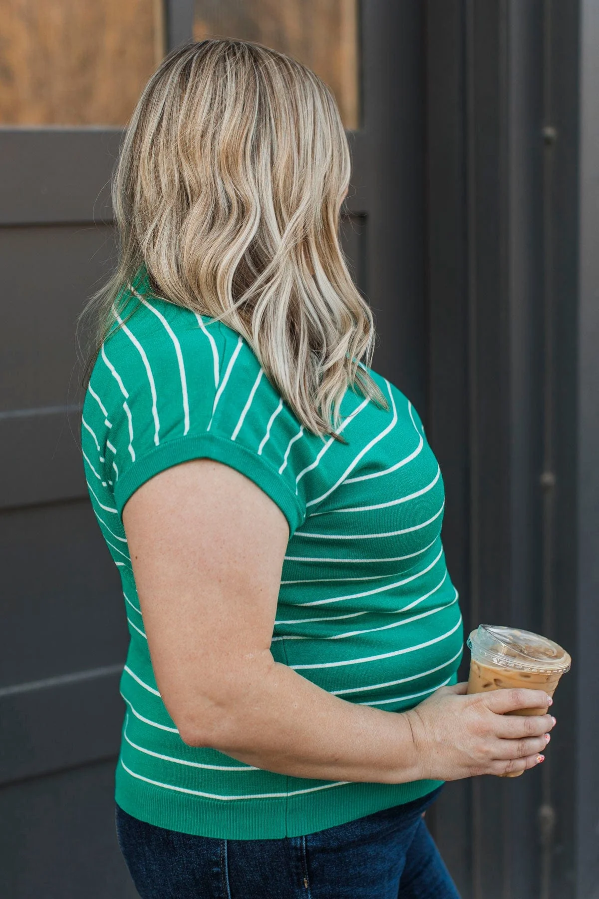 Sweetest Wish Striped Knit Top- Emerald - Image 5