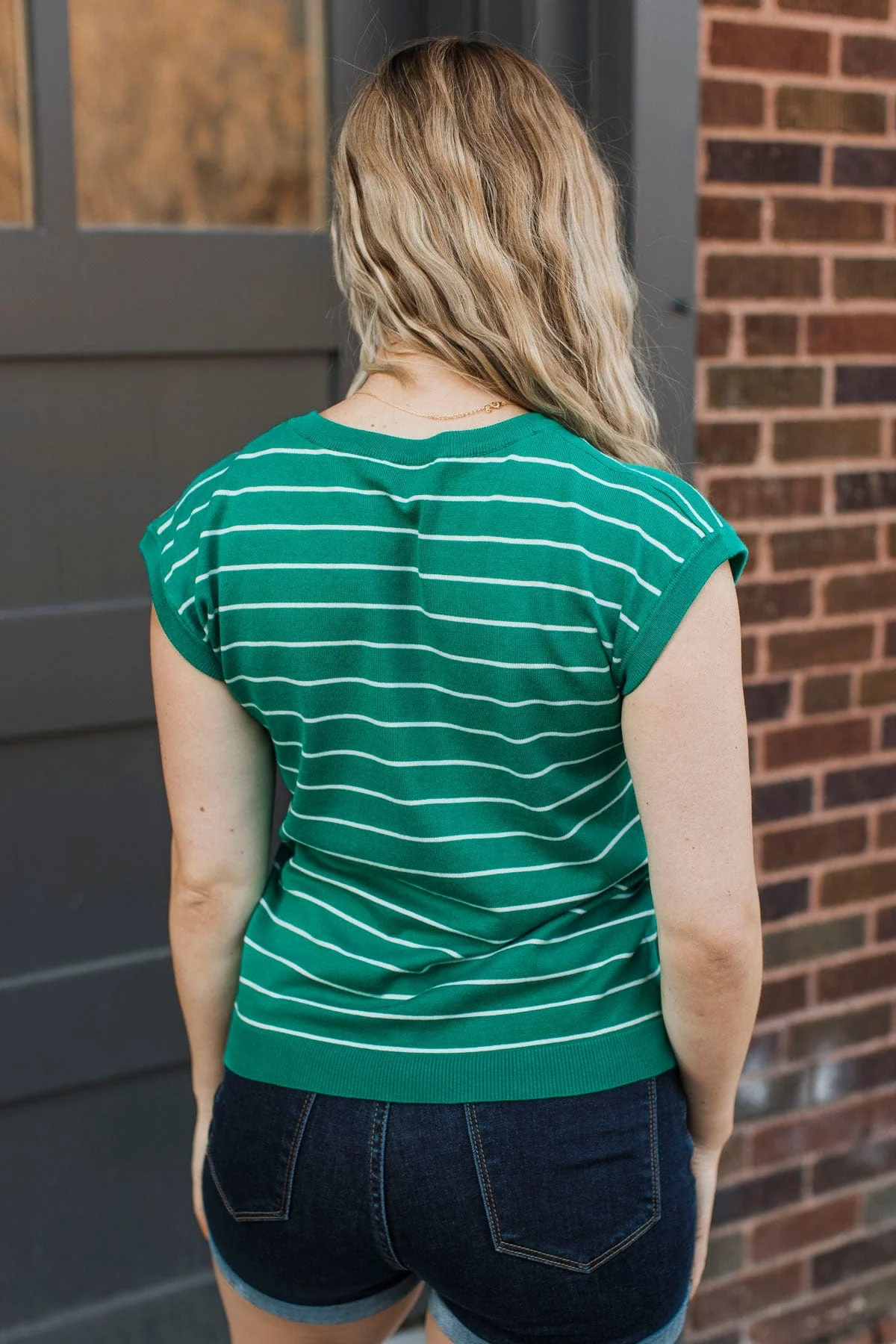 Sweetest Wish Striped Knit Top- Emerald - Image 6