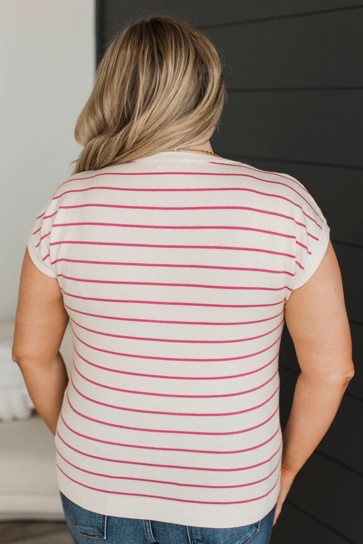 Sweetest Wish Striped Knit Top- Ivory & Pink - Image 8