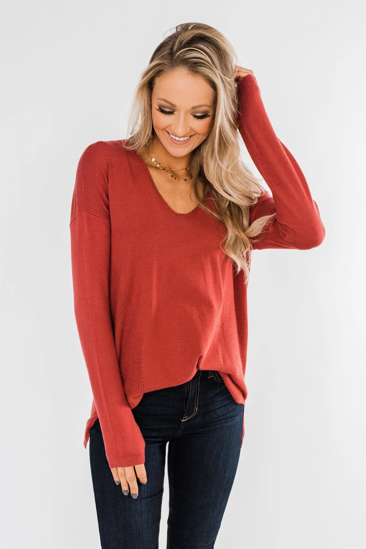 Swept Me Off My Feet Sweater- Rust - Image 5