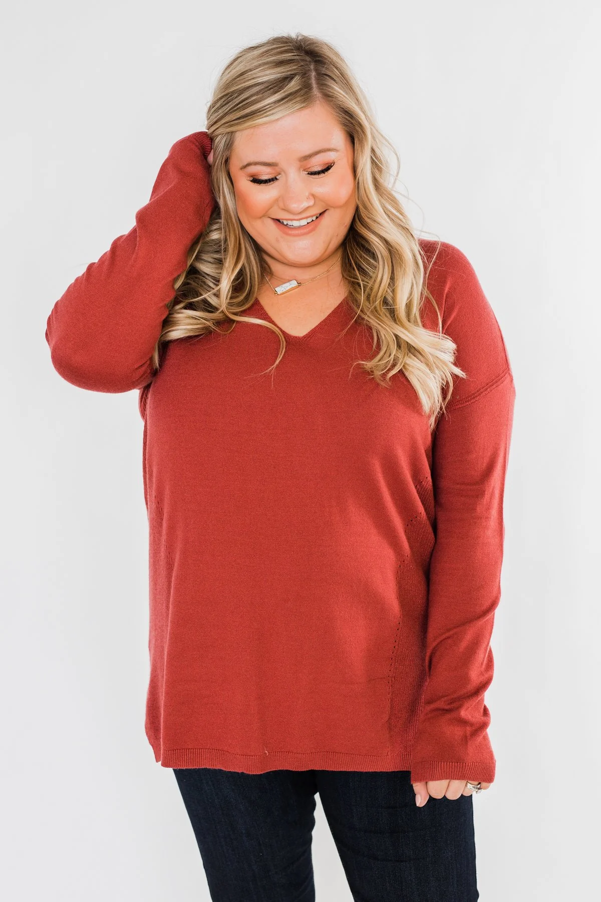Swept Me Off My Feet Sweater- Rust - Image 8
