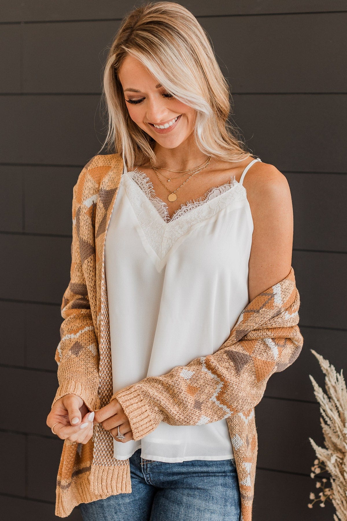 Take A Second Lace Tank Top- White