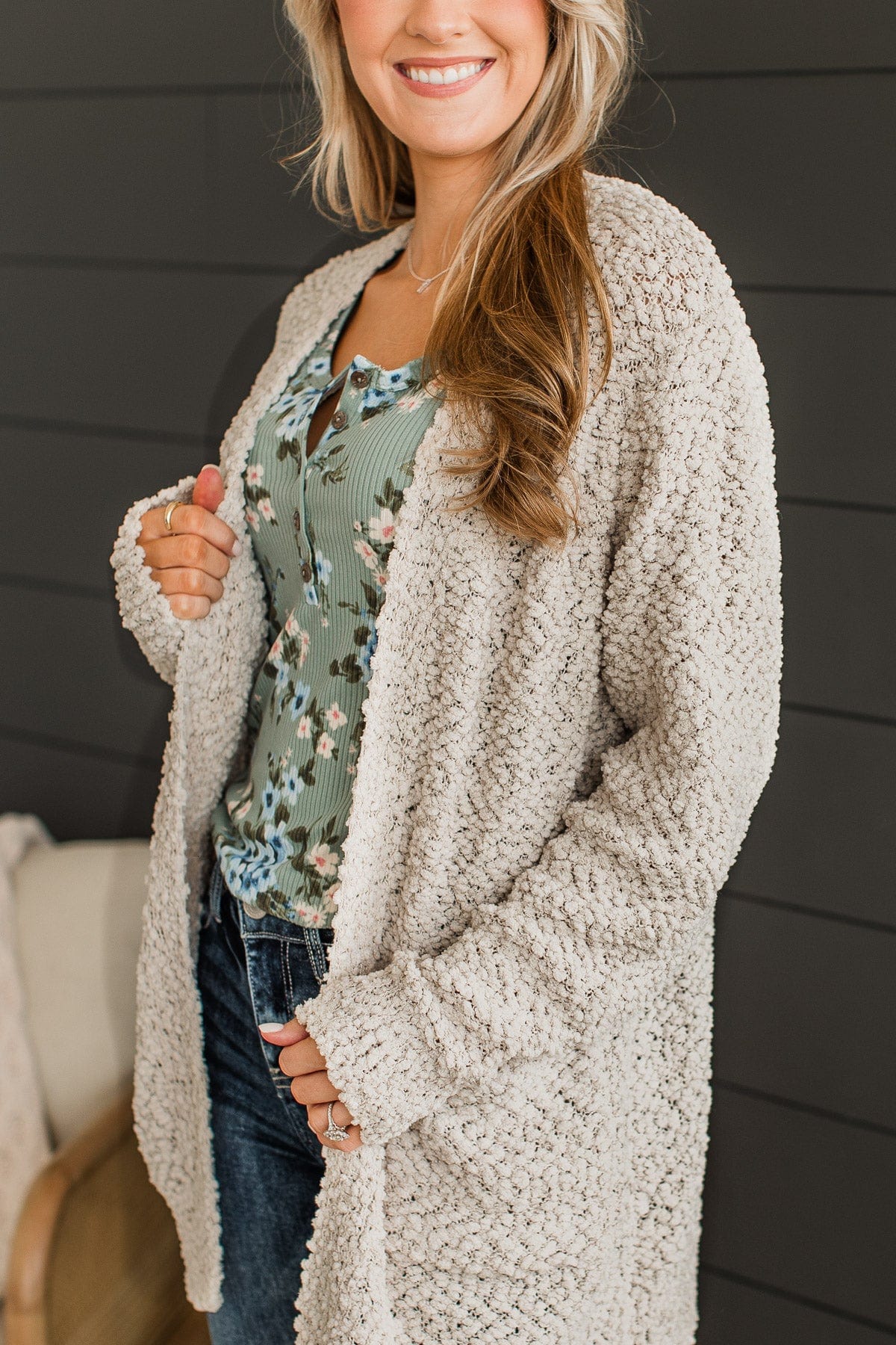 Take Another Look Popcorn Cardigan- Beige - Image 2
