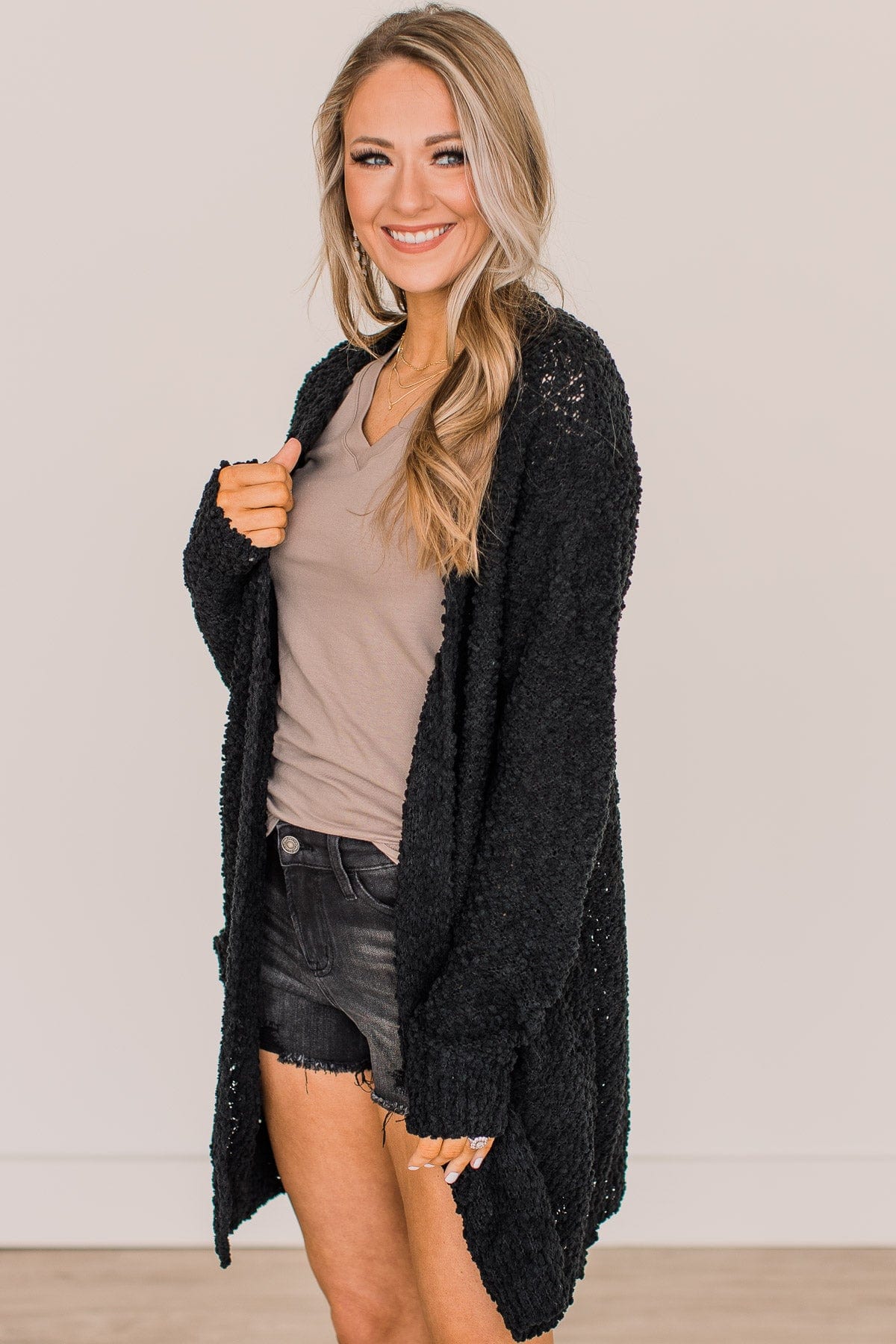 Take Another Look Popcorn Cardigan- Black - Image 2