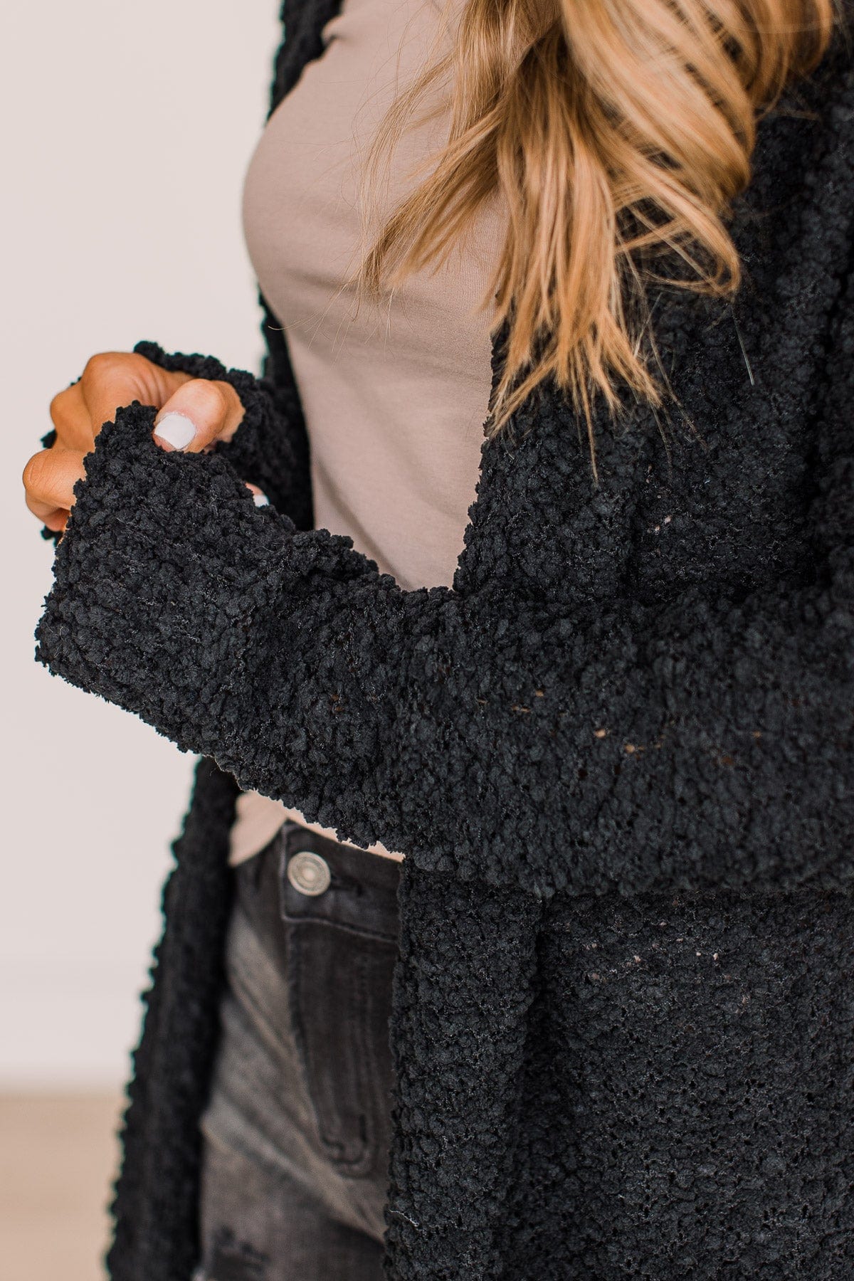 Take Another Look Popcorn Cardigan- Black - Image 4