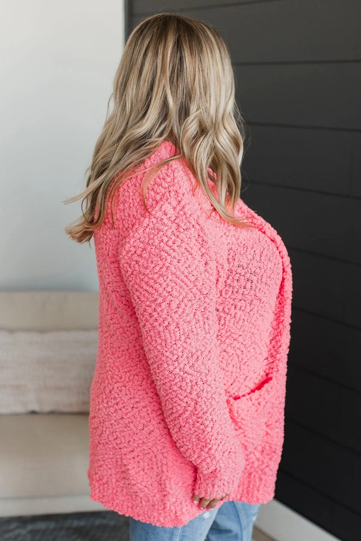 Take Another Look Popcorn Cardigan- Bright Pink - Image 4